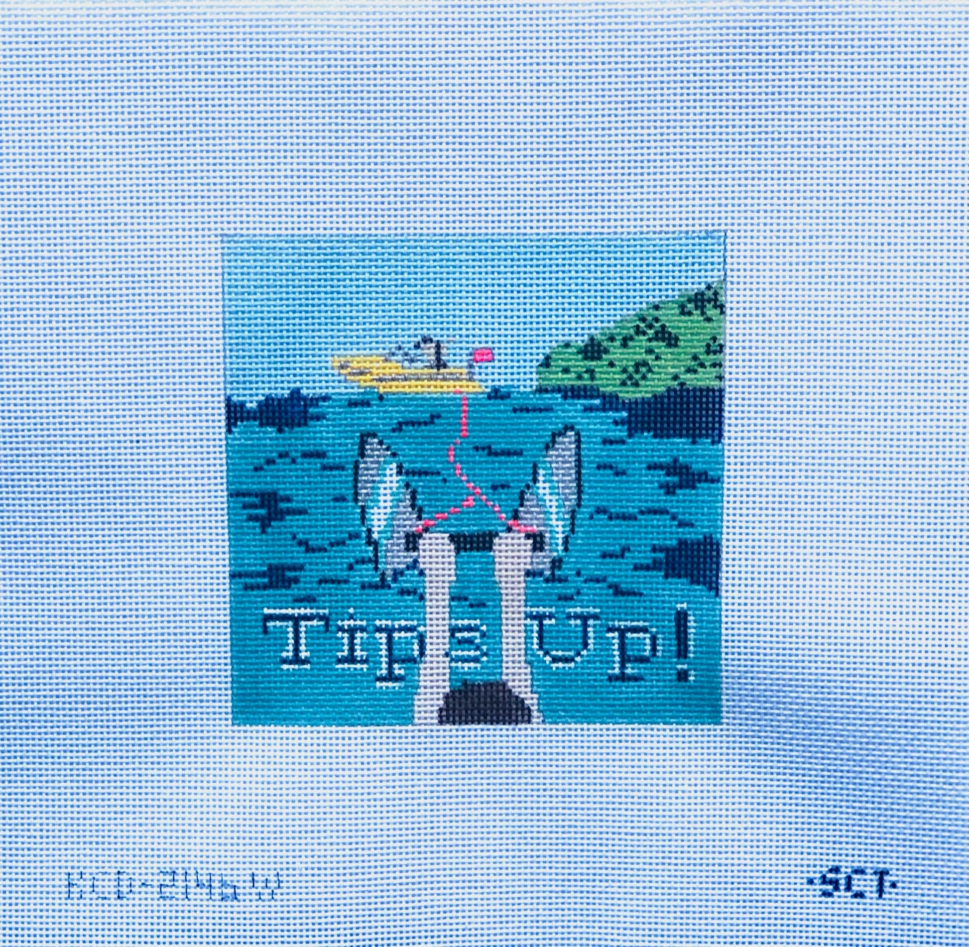 Tips Up Water Skiing August Trunk Show-Needlepoint Canvas-KCN Designers-The Pepper Pot Barrington, IL