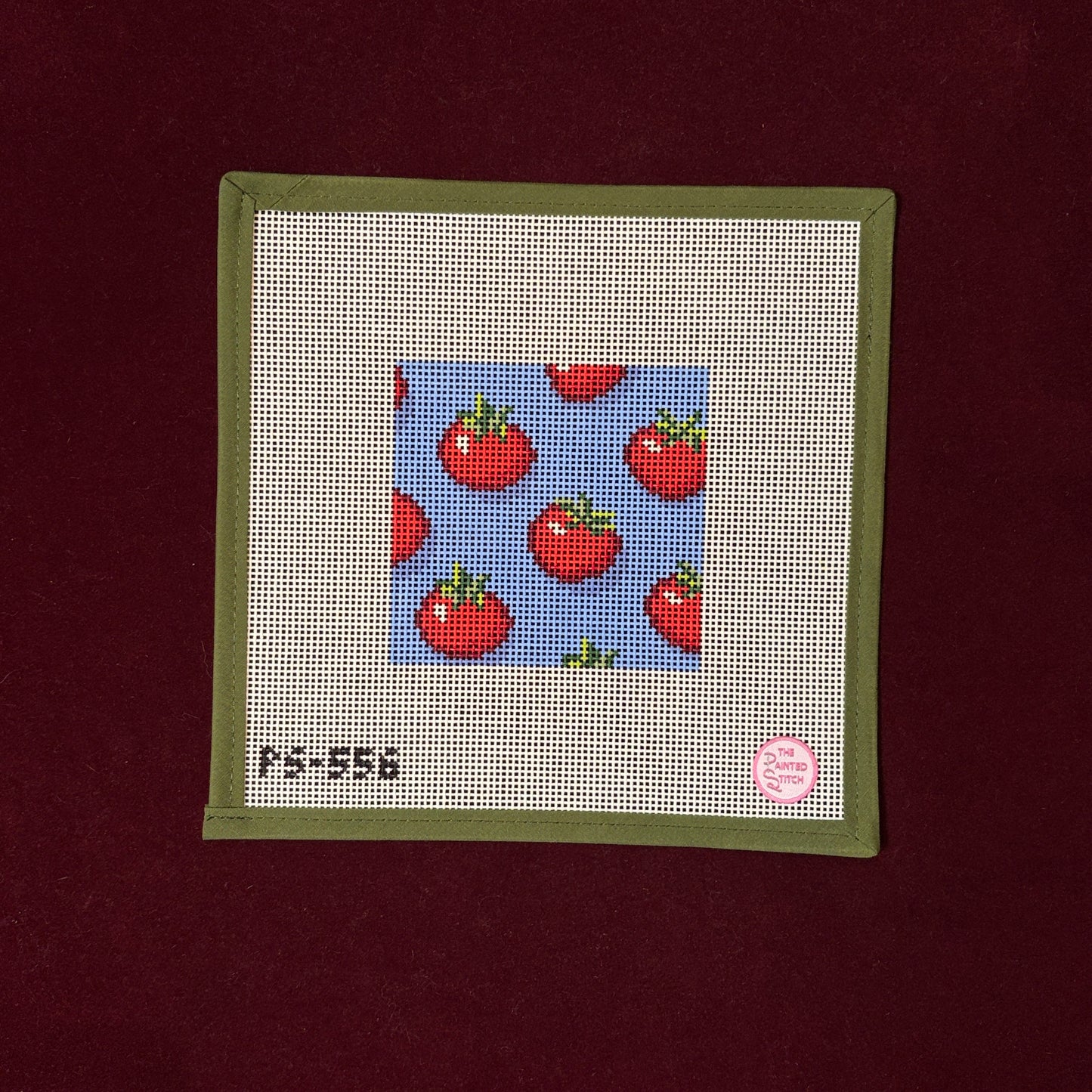 Tomato Coaster-Needlepoint Canvas-Painted Stitch-The Pepper Pot Barrington, IL