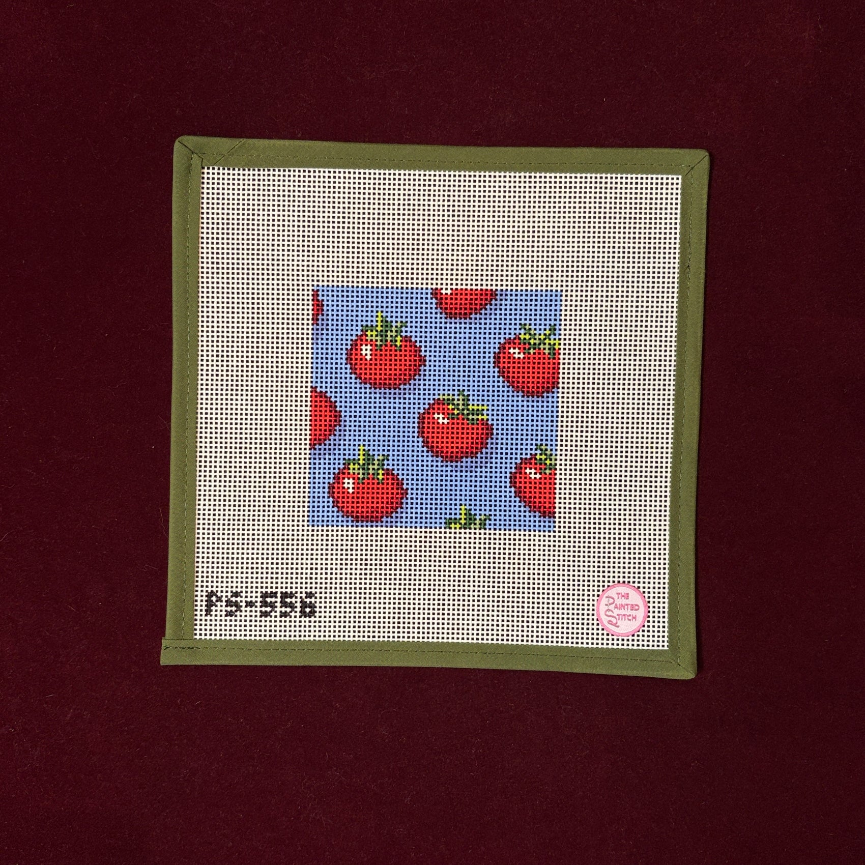 Tomato Coaster-Needlepoint Canvas-Painted Stitch-The Pepper Pot Barrington, IL