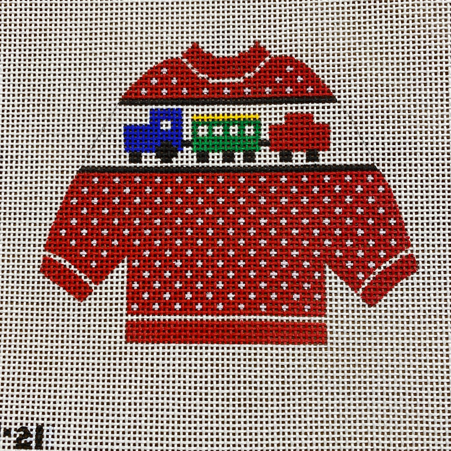 Trains Pullover August Trunk Show-Needlepoint Canvas-KCN Designers-The Pepper Pot Barrington, IL