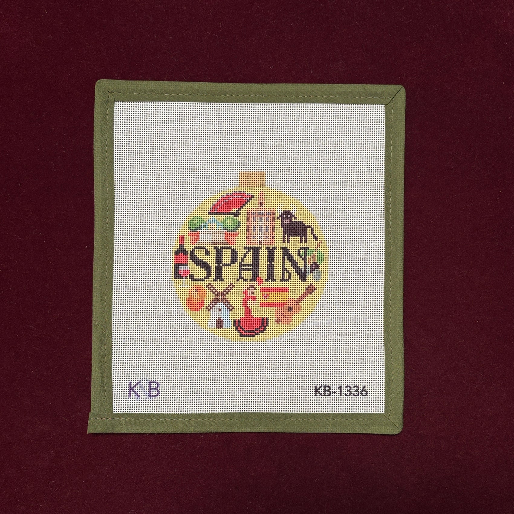 Travel Round - Spain-Needlepoint Canvas-Bradley Needlepoint-The Pepper Pot Barrington, IL