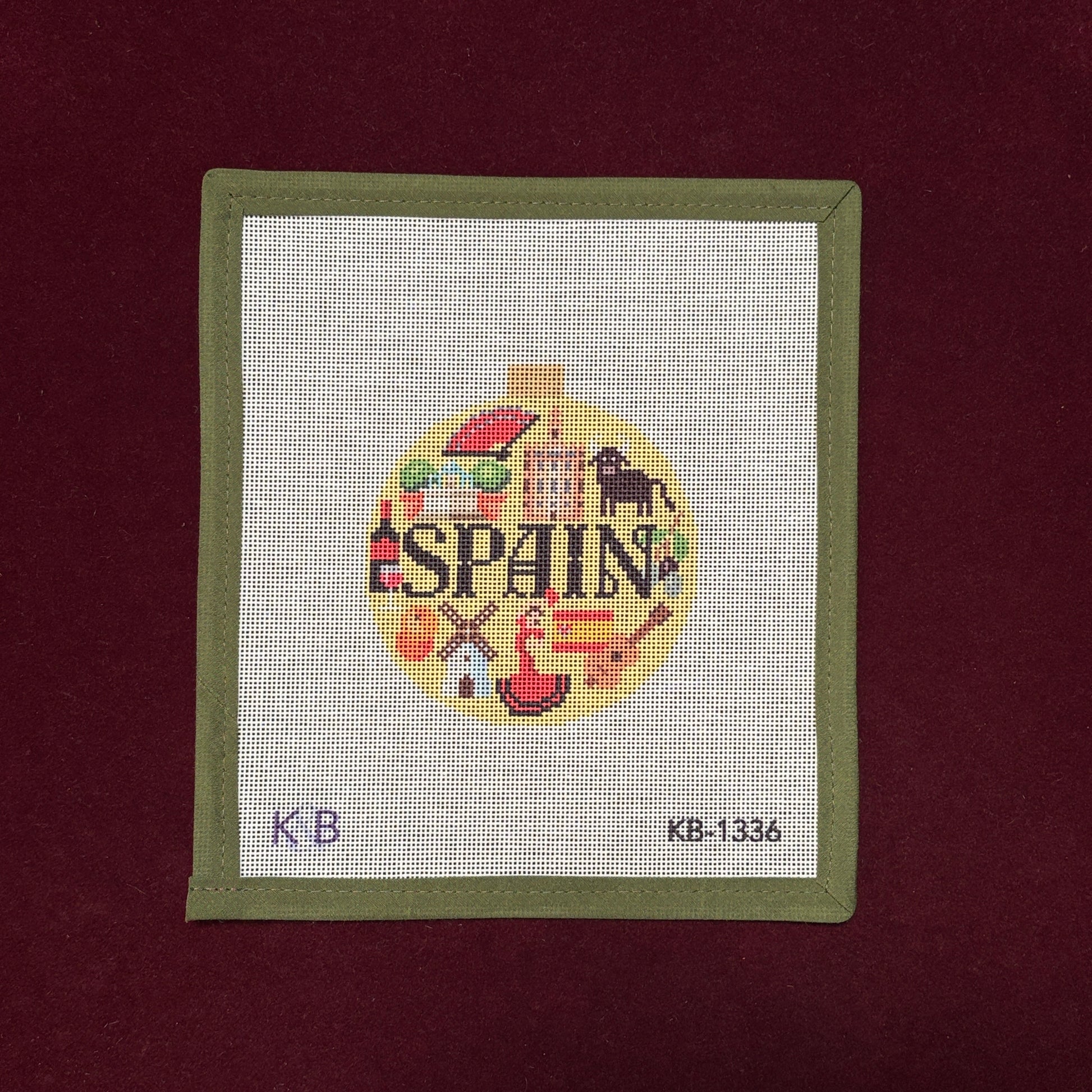 Travel Round - Spain-Needlepoint Canvas-Bradley Needlepoint-The Pepper Pot Barrington, IL
