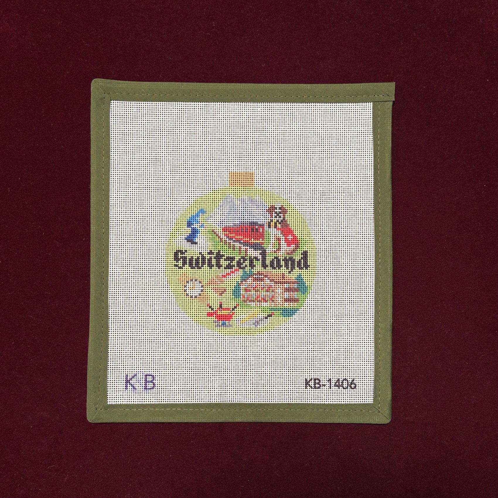 Travel Round - Switzerland-Needlepoint Canvas-Bradley Needlepoint-The Pepper Pot Barrington, IL