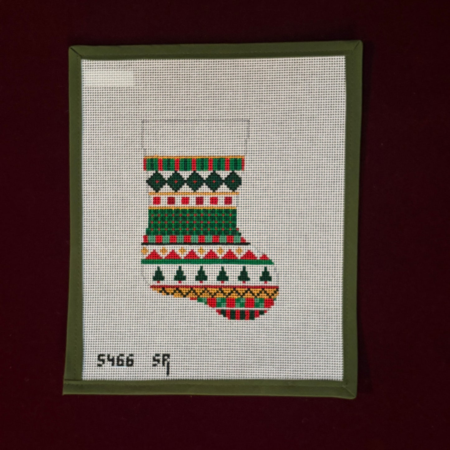 Tree Stripe Mini Stocking-Canvas-Susan Roberts-The Pepper Pot