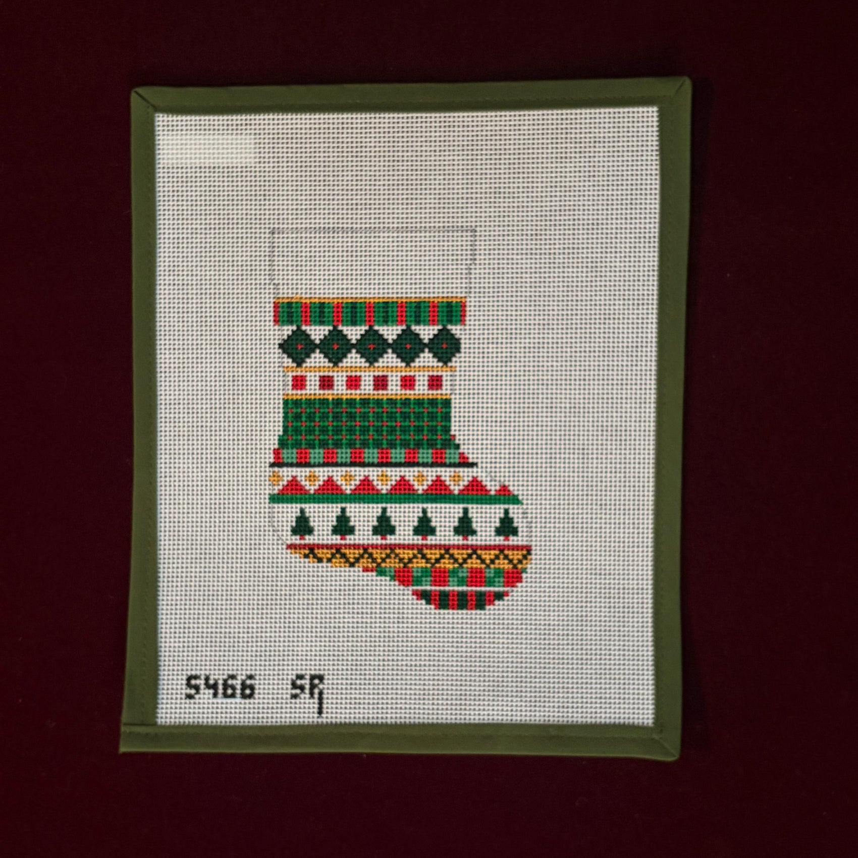 Tree Stripe Mini Stocking-Canvas-Susan Roberts-The Pepper Pot