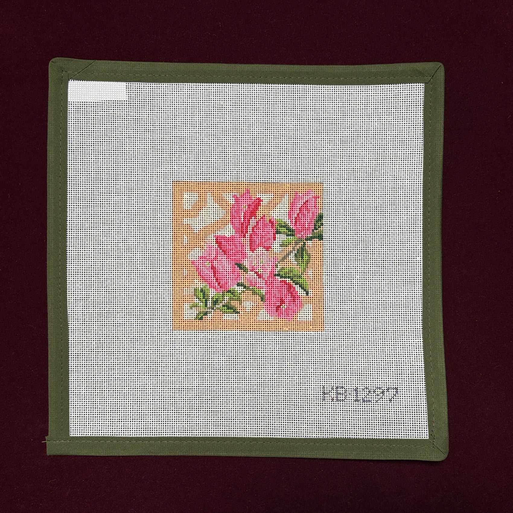 Trellis Coaster - Bougainvillea-Needlepoint Canvas-Bradley Needlepoint-The Pepper Pot Barrington, IL