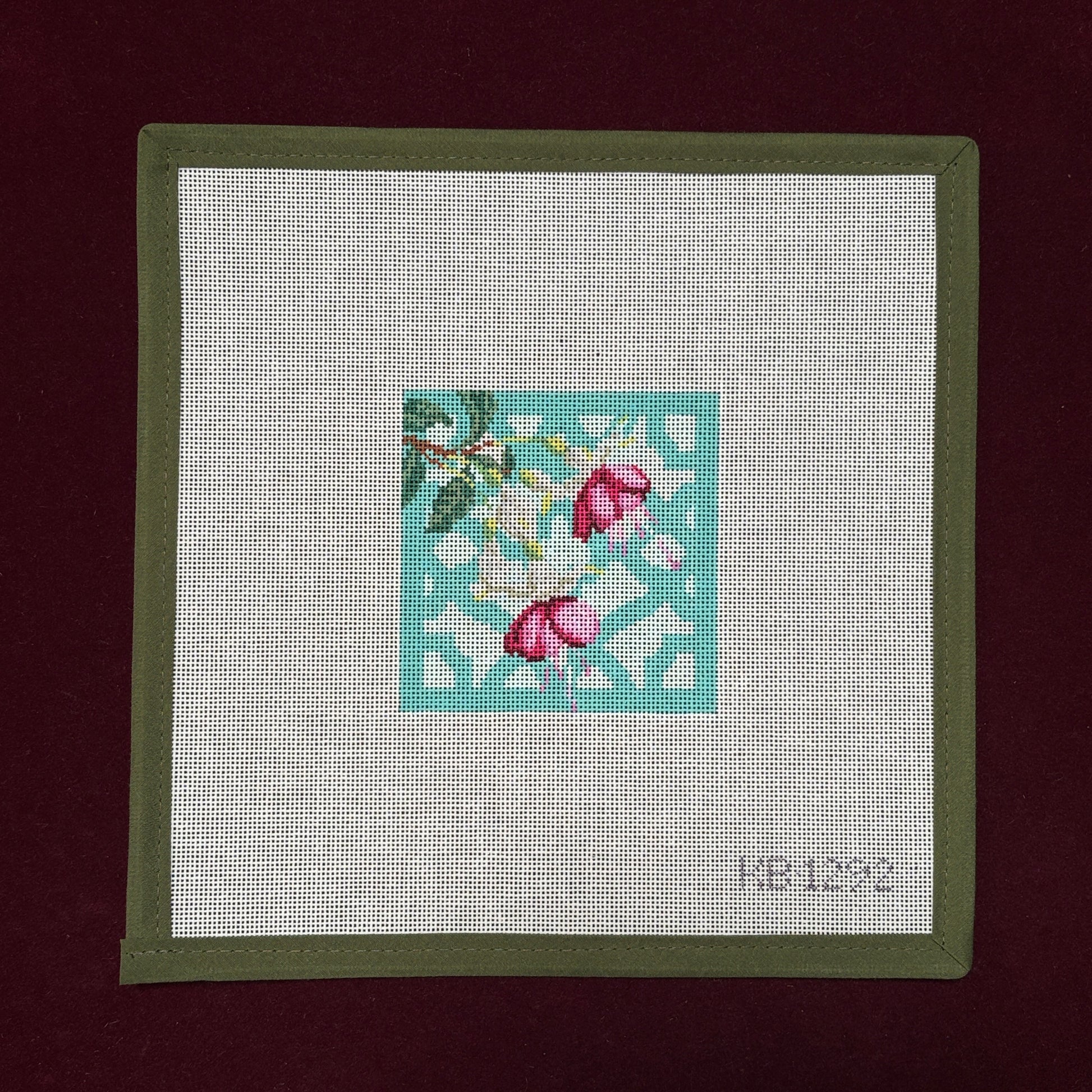 Trellis Coaster - Fuchsia-Needlepoint Canvas-Bradley Needlepoint-The Pepper Pot Barrington, IL