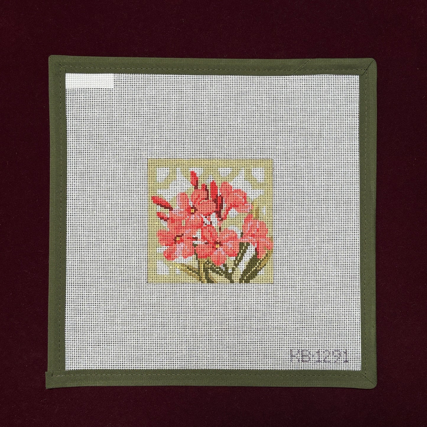 Trellis Coaster - Oleander-Needlepoint Canvas-Bradley Needlepoint-The Pepper Pot Barrington, IL