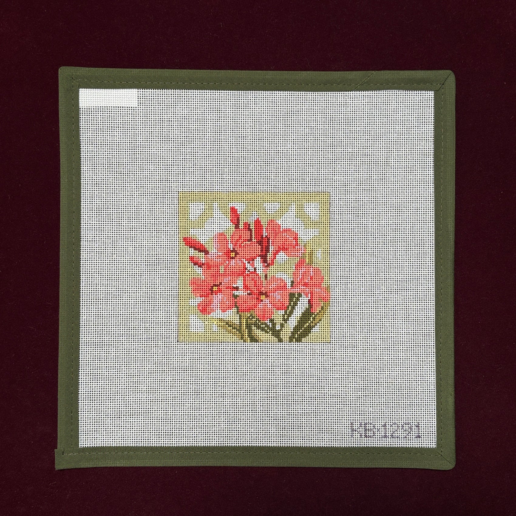 Trellis Coaster - Oleander-Needlepoint Canvas-Bradley Needlepoint-The Pepper Pot Barrington, IL