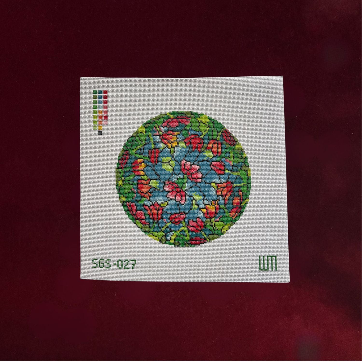Tulip Stained Glass Round May Trunk Show-Canvas-Spring Gate Stitchery-The Pepper Pot
