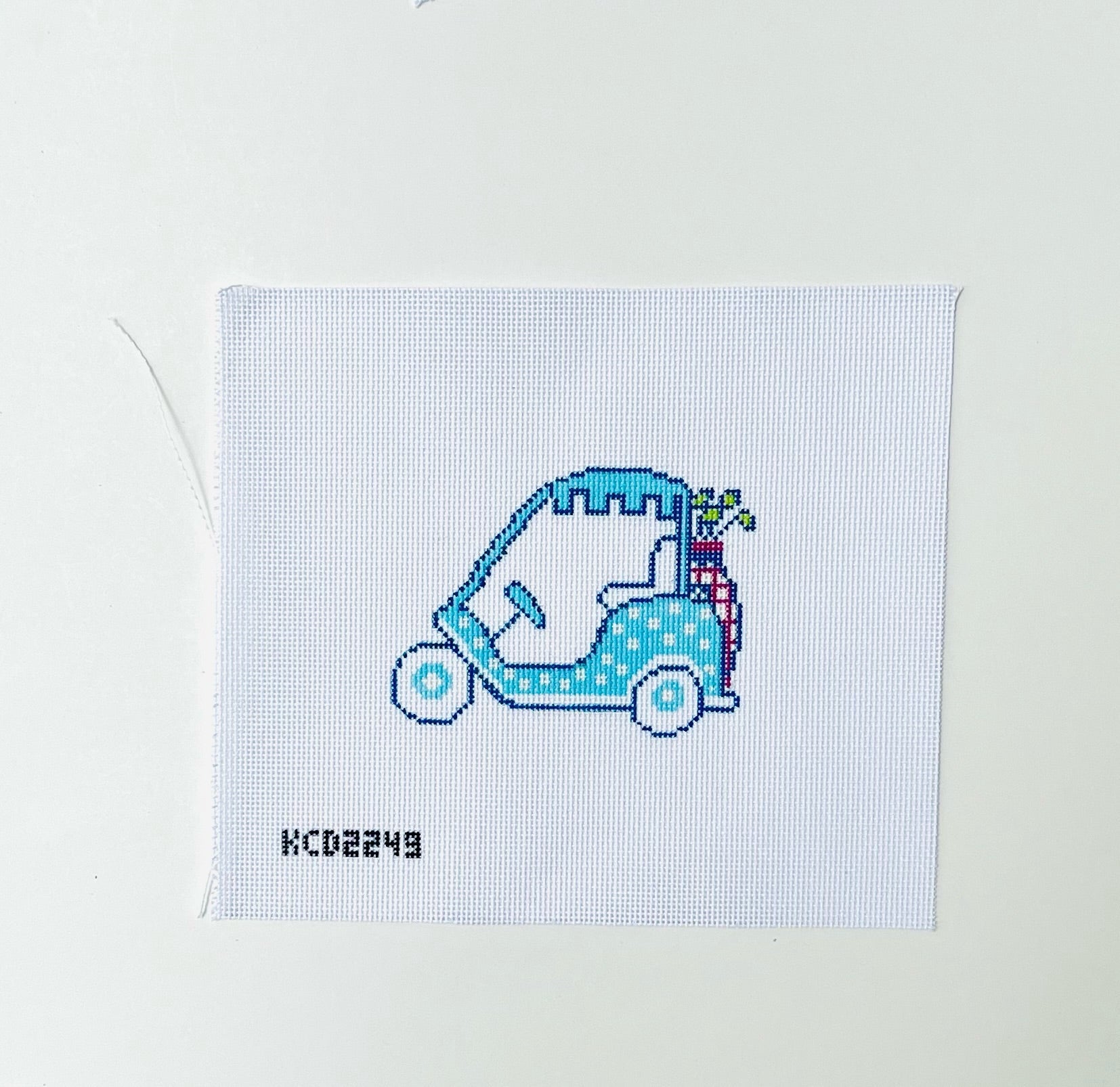 Turquoise Golf Cart August Trunk Show-Needlepoint Canvas-KCN Designers-The Pepper Pot Barrington, IL
