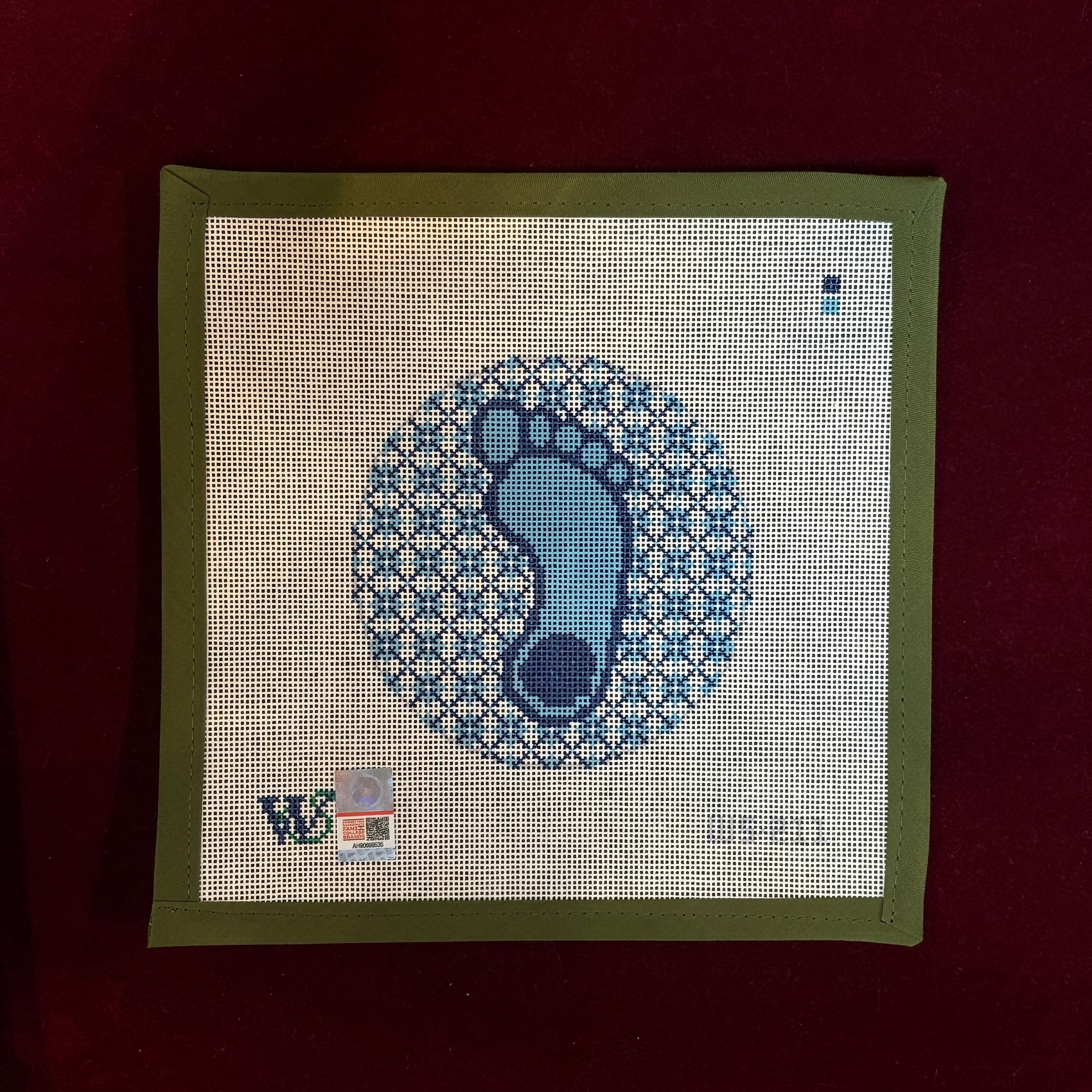 UNC Tar Heel Round-Needlepoint Canvas-Wipstitch-The Pepper Pot Barrington, IL
