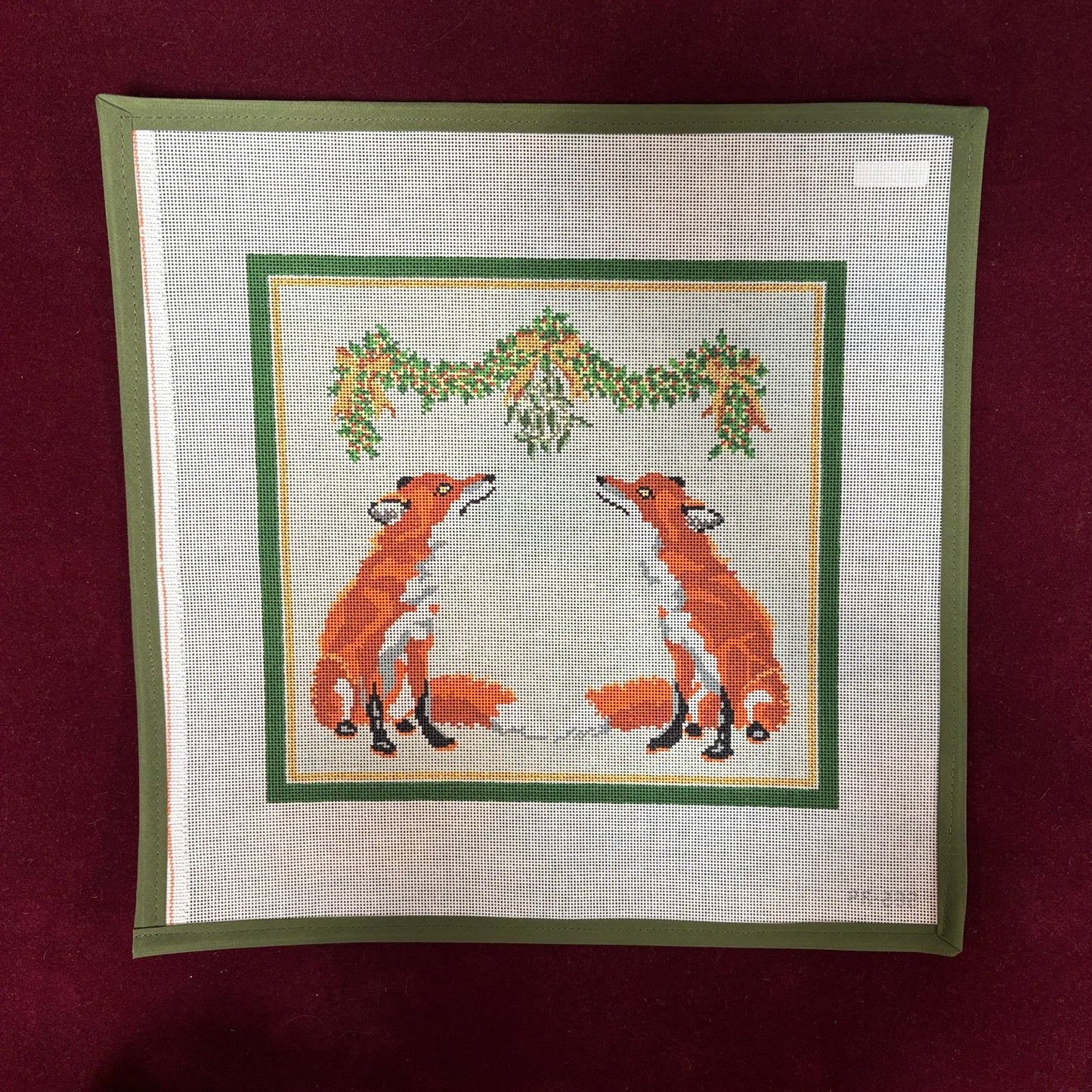 Under the Mistletoe-Needlepoint Canvas-Stitch Tent-The Pepper Pot Barrington, IL