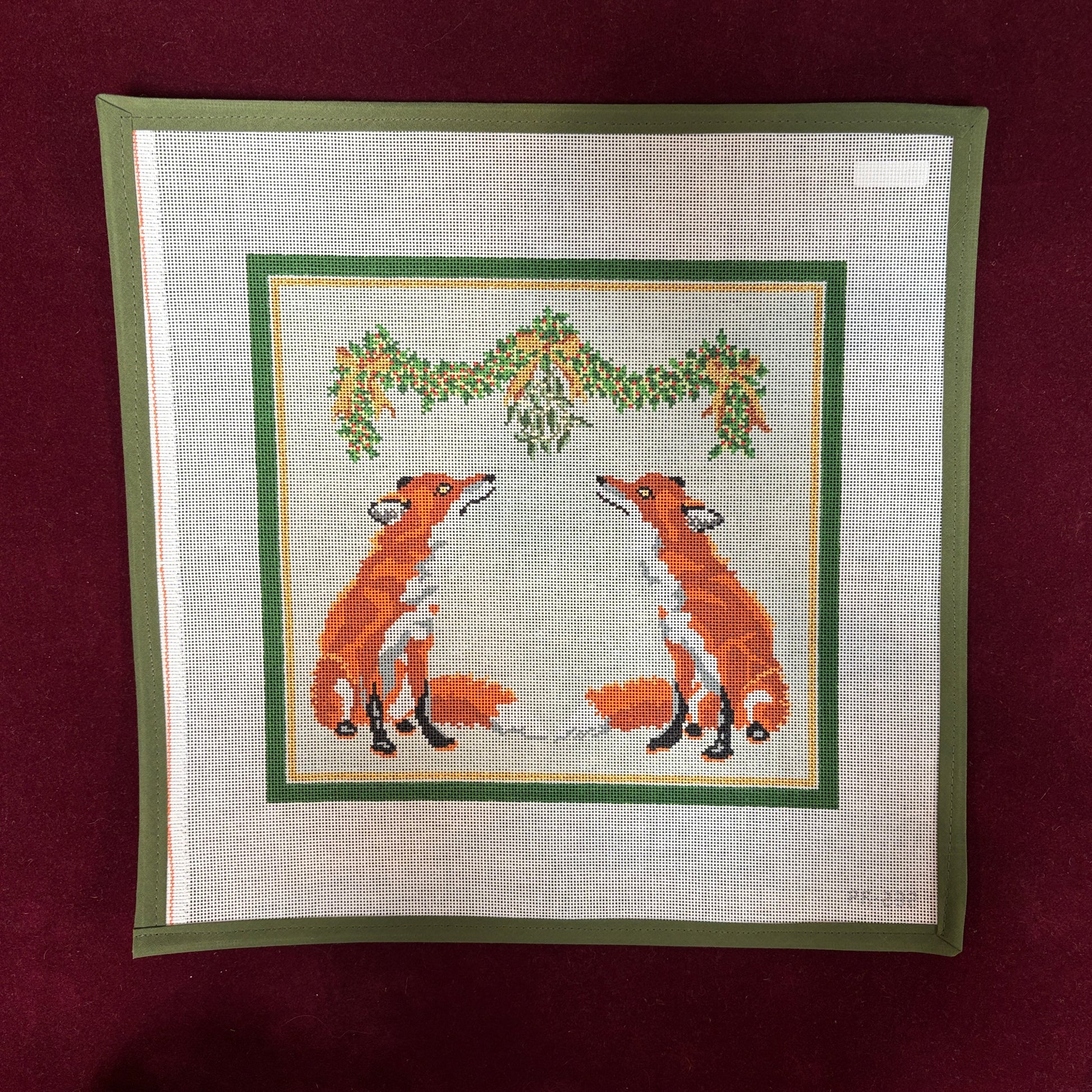 Under the Mistletoe-Needlepoint Canvas-Stitch Tent-The Pepper Pot Barrington, IL