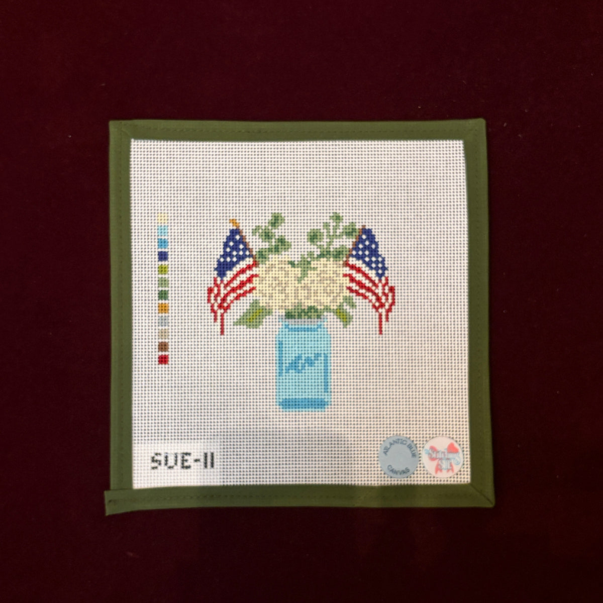 USA Flag Jar-Needlepoint Canvas-Atlantic Blue Canvas-The Pepper Pot Barrington, IL