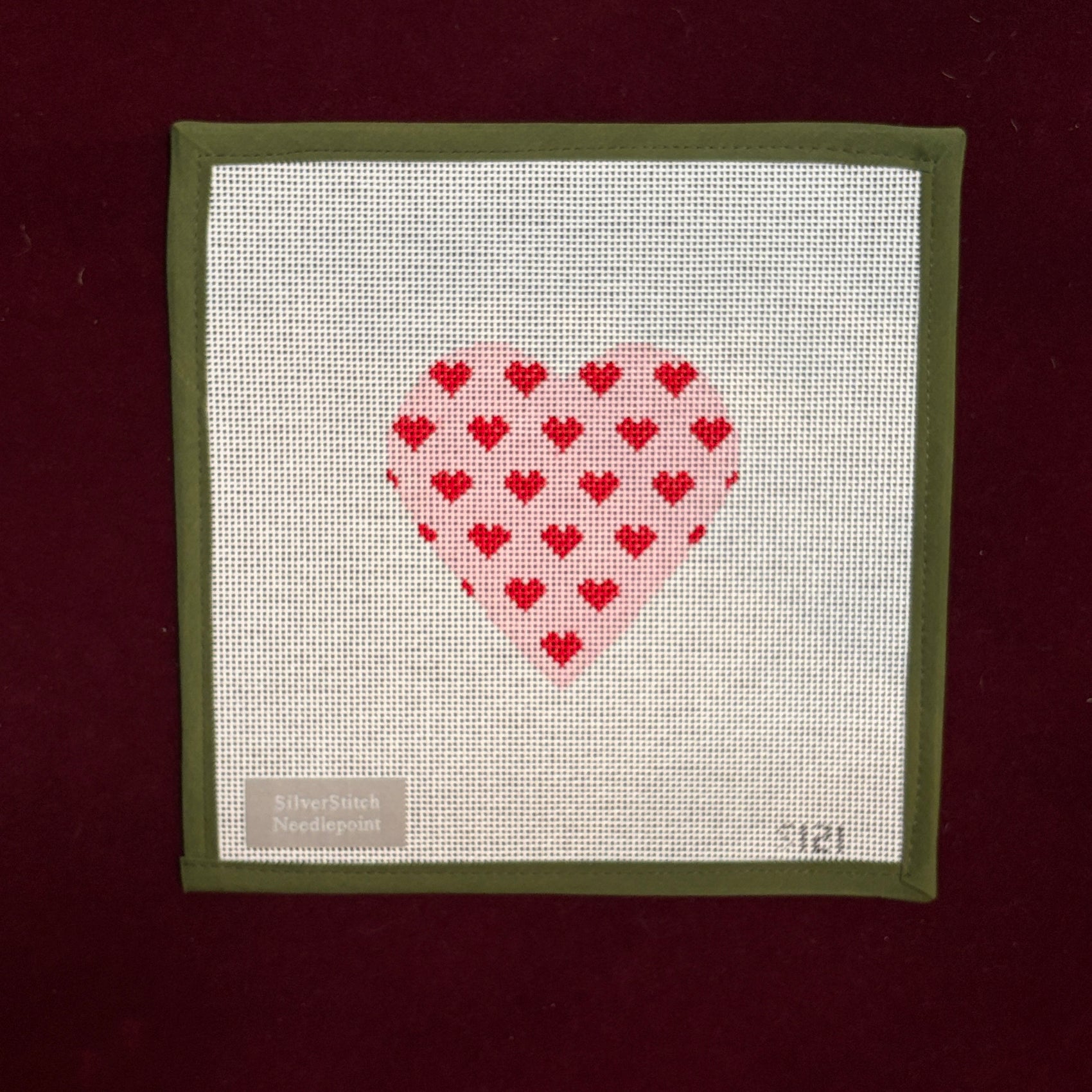 Valentine Mini Hearts Pink-Needlepoint Canvas-Silverstitch Needlepoint-The Pepper Pot Barrington, IL
