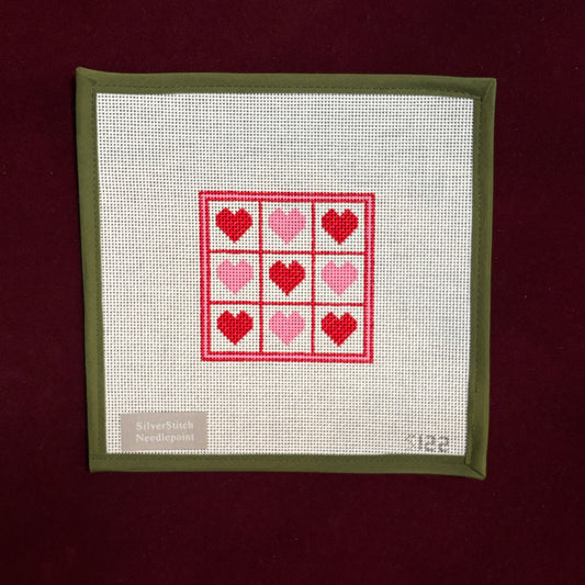 Valentine's Tic Tac Toe-Needlepoint Canvas-Silverstitch Needlepoint-The Pepper Pot Barrington, IL