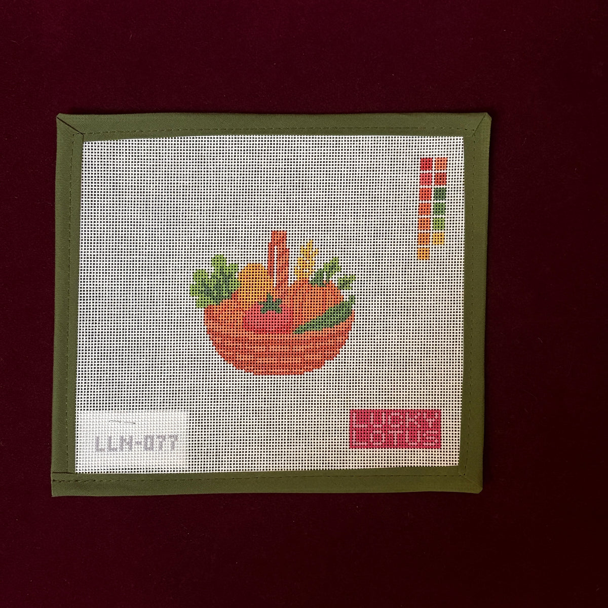 Veggie Basket Mini-Needlepoint Canvas-Lucky Lotus-The Pepper Pot Barrington, IL