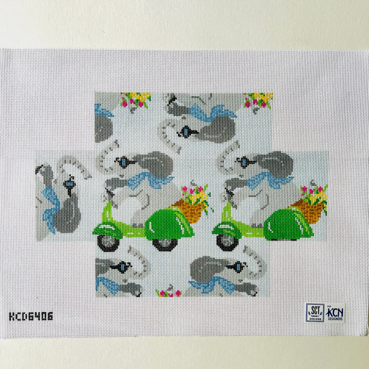 Vespa Elephant Brick Cover August Trunk Show-Needlepoint Canvas-KCN Designers-The Pepper Pot Barrington, IL