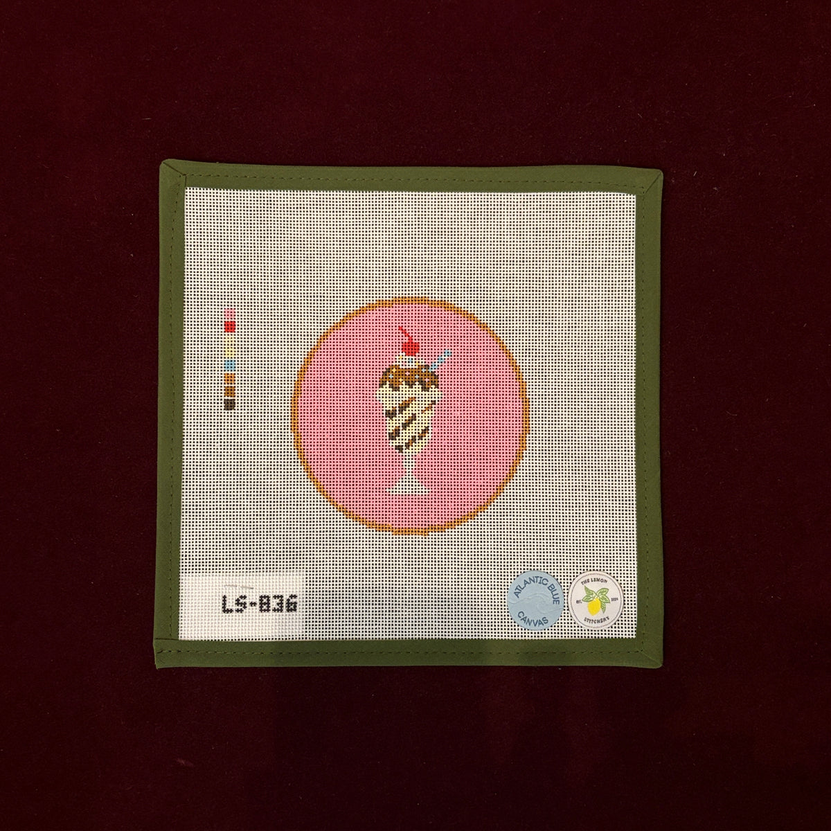 Vintage Sundae-Needlepoint Canvas-Atlantic Blue Canvas-The Pepper Pot Barrington, IL