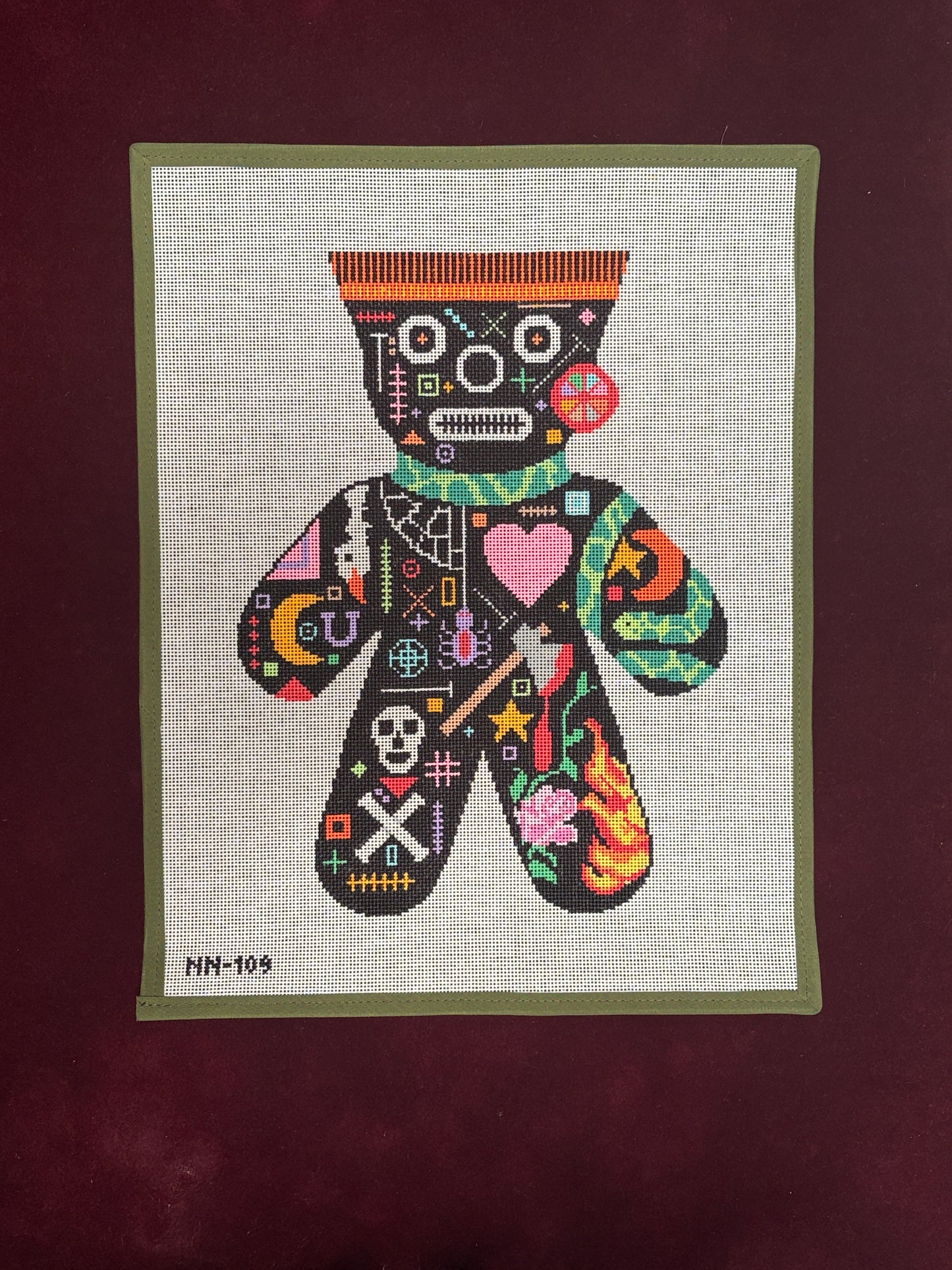 Voodoo Doll Rose and Flame-Needlepoint Canvas-Bradley Needlepoint-The Pepper Pot Barrington, IL