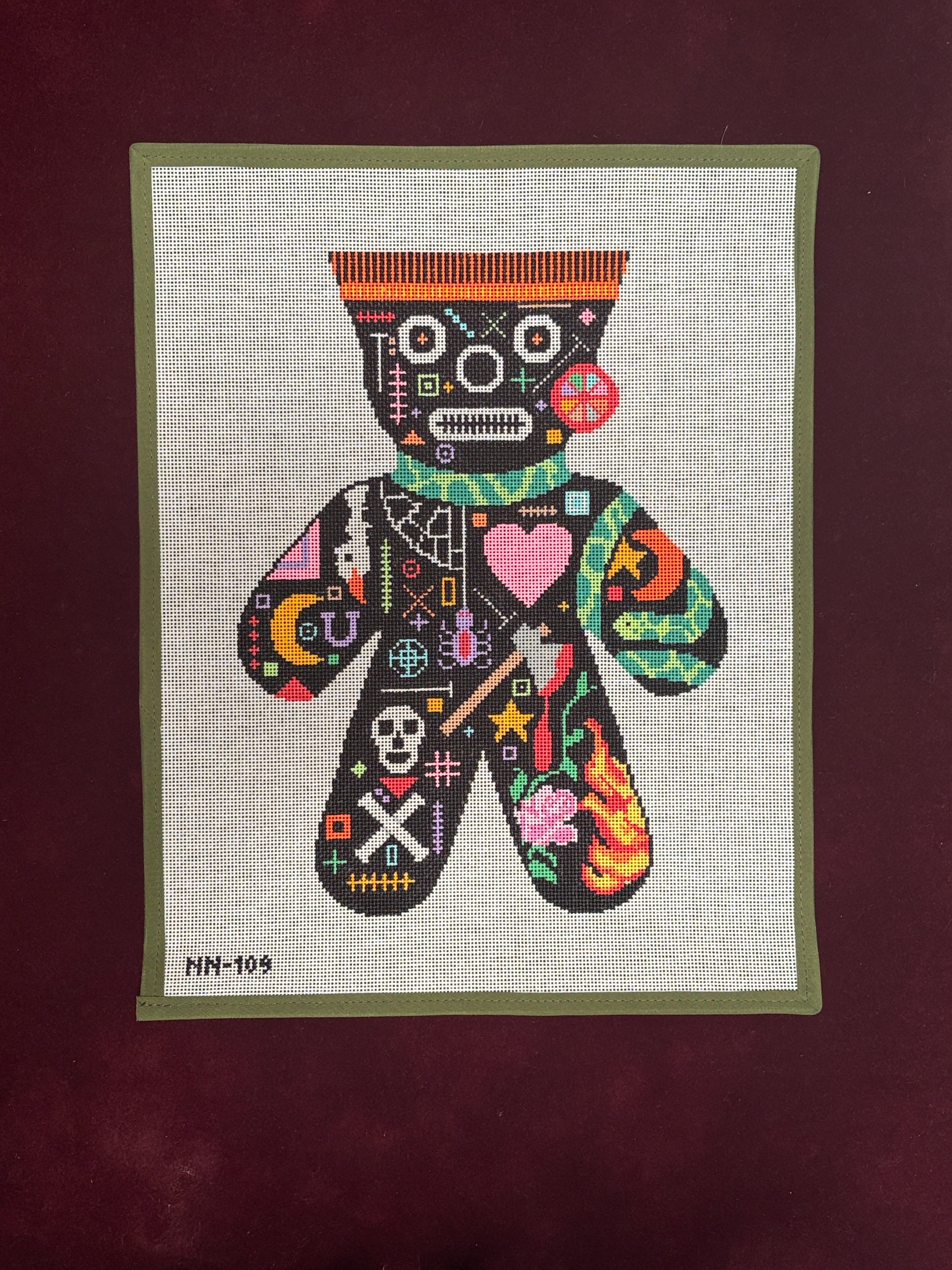 Voodoo Doll Rose and Flame-Needlepoint Canvas-Bradley Needlepoint-The Pepper Pot Barrington, IL