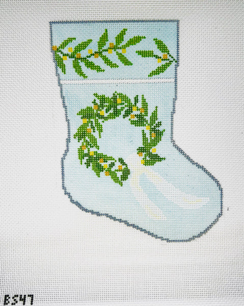 Warm Welcom Wreath Ornament Sized Bauble Stocking August Trunk Show-Needlepoint Canvas-KCN Designers-The Pepper Pot Barrington, IL