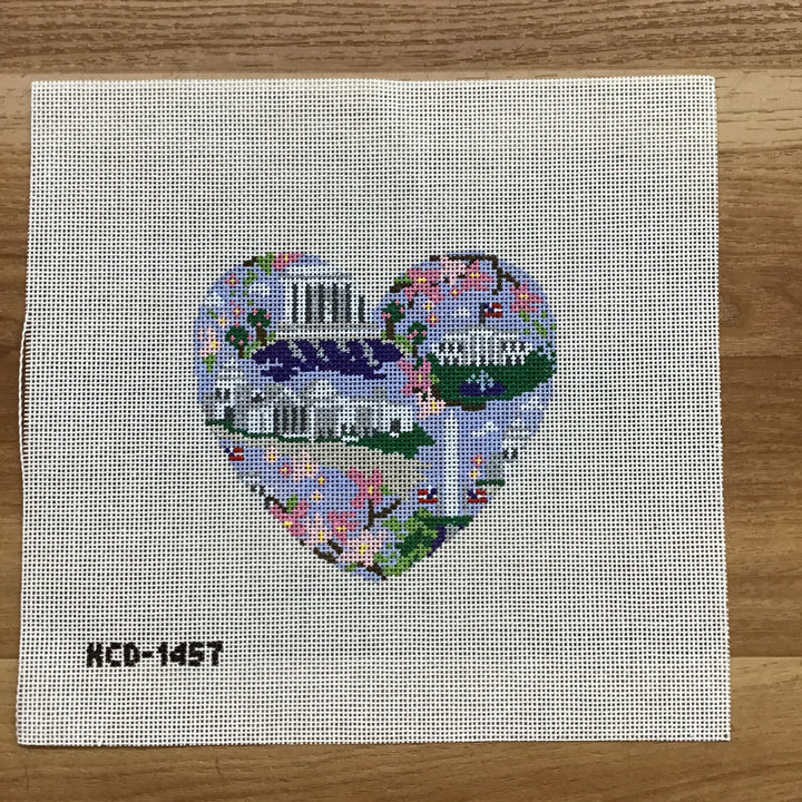 Washington D.C. Heart August Trunk Show-Needlepoint Canvas-KCN Designers-The Pepper Pot Barrington, IL