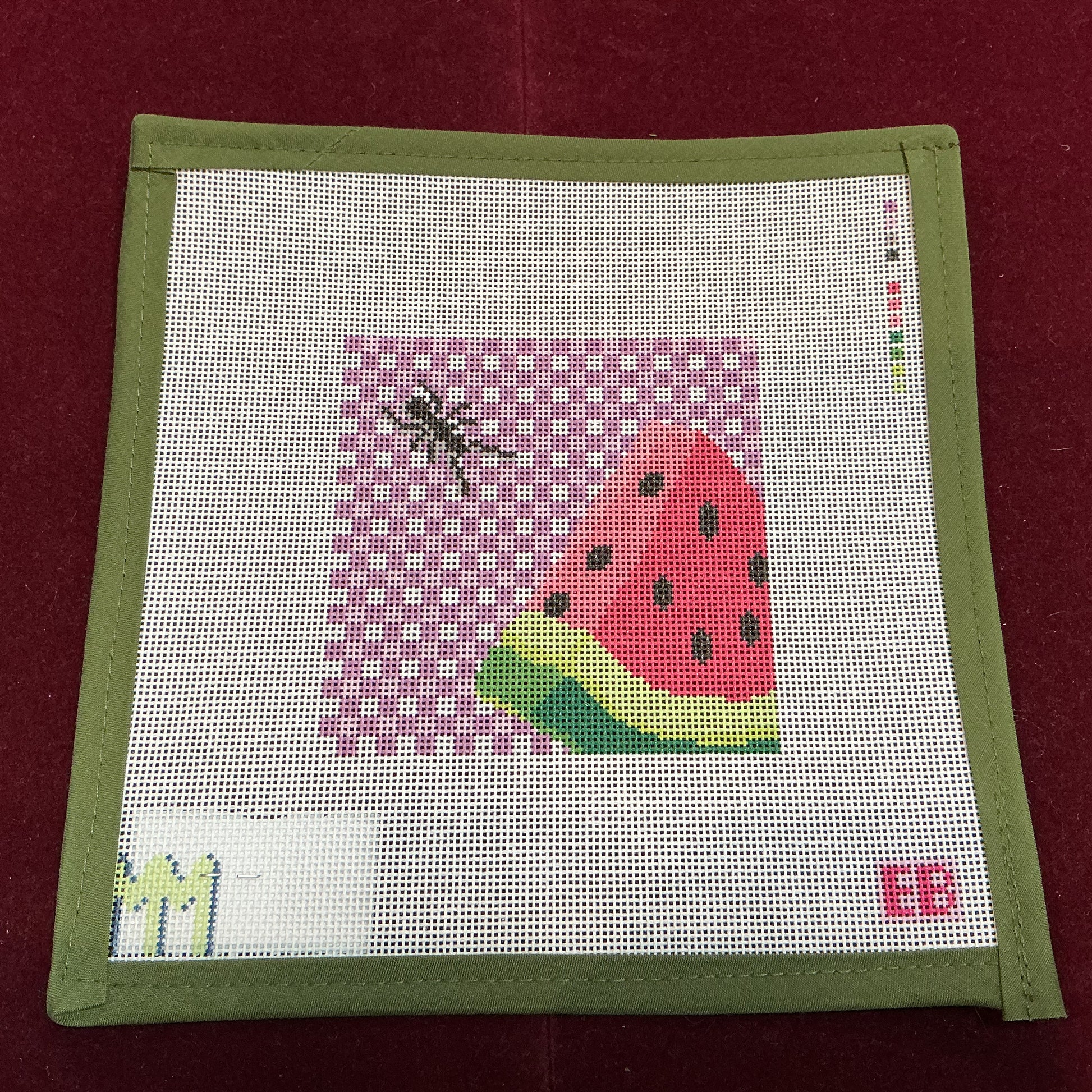 Watermelon Coaster-Needlepoint Canvas-Elizabeth Brooke-The Pepper Pot Barrington, IL