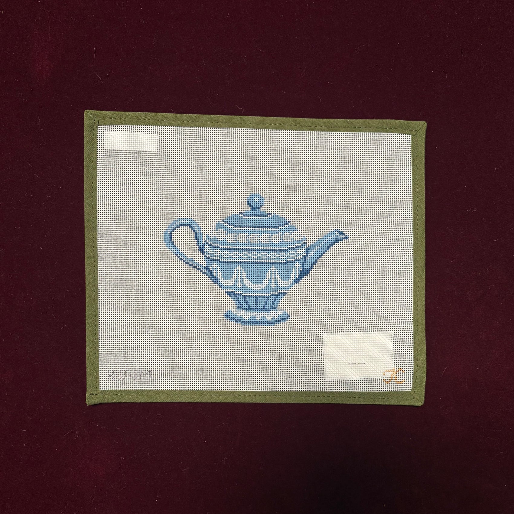 Wedgewood Teapot-Canvas-The Gingham Stitchery-The Pepper Pot