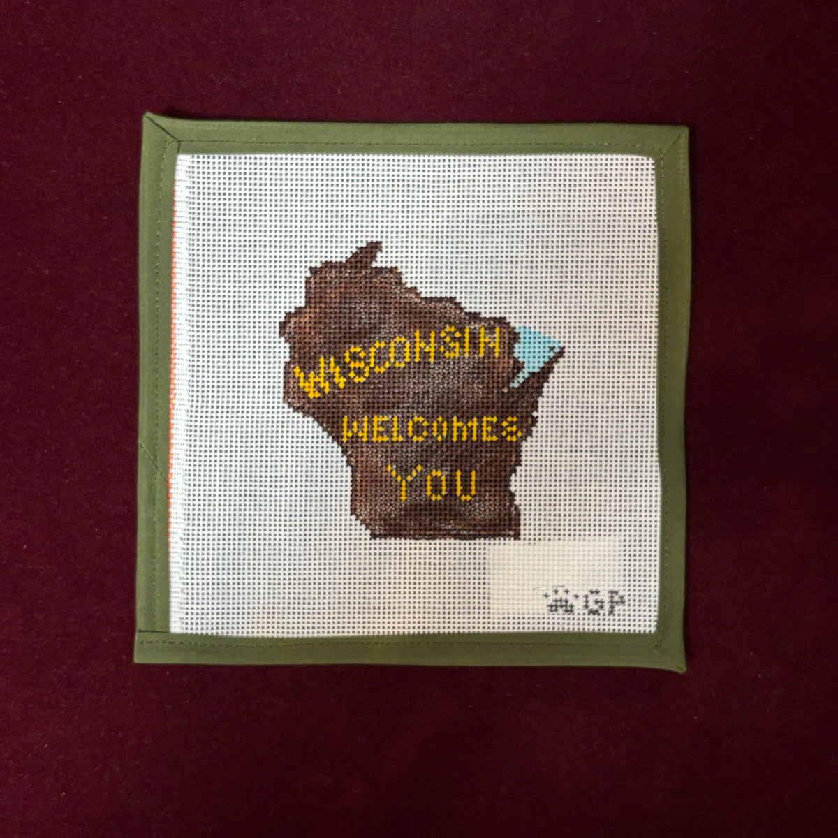 Welcome to Wisconsin-Needlepoint Canvas-Golden Pearl Designs-The Pepper Pot Barrington, IL