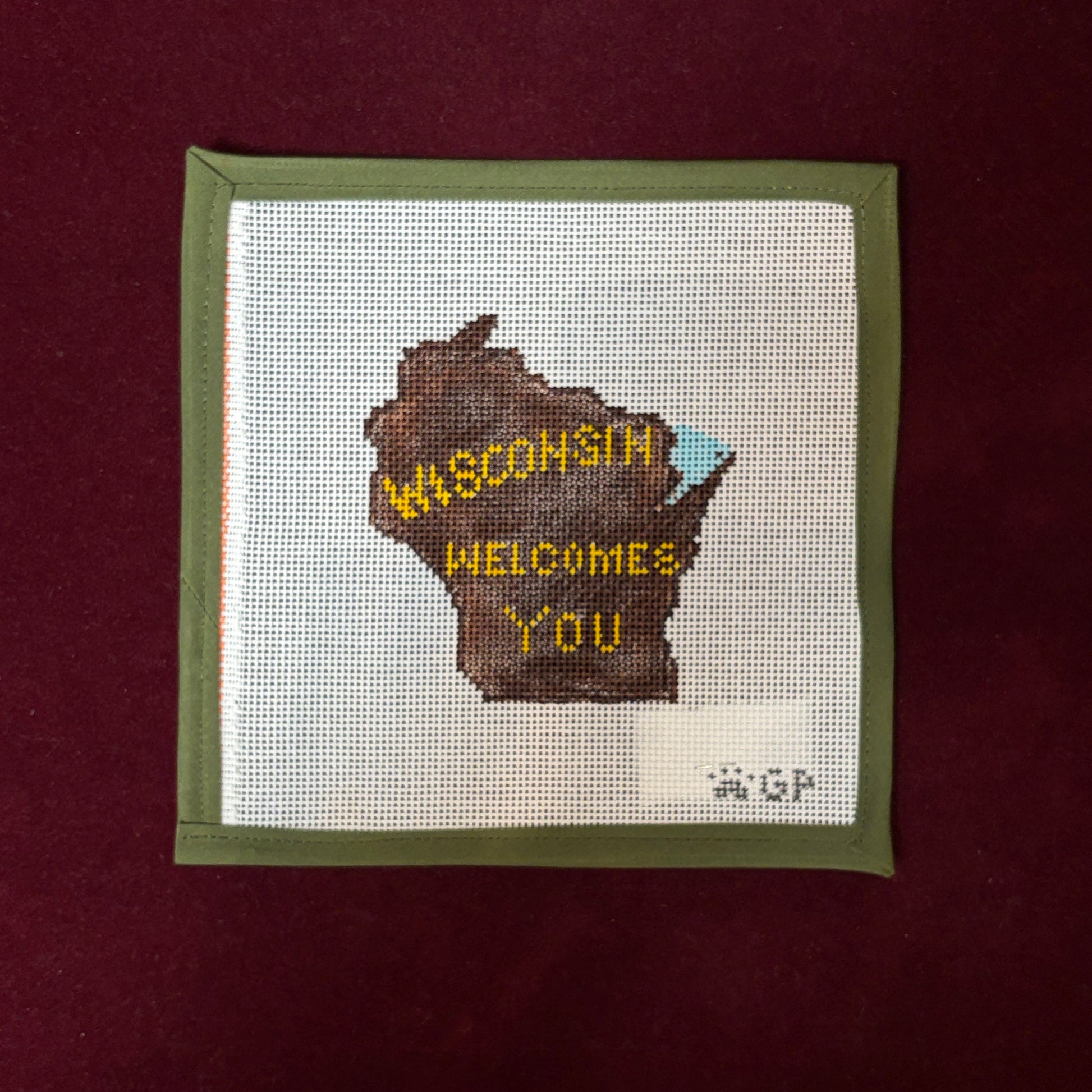 Welcome to Wisconsin-Needlepoint Canvas-Golden Pearl Designs-The Pepper Pot Barrington, IL