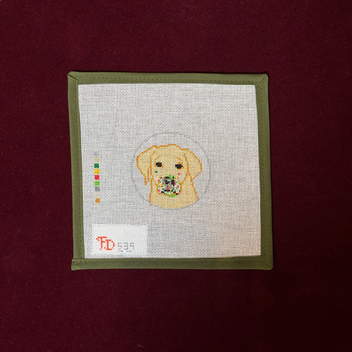 "What Cookie?" Labrador 3" Round-Needlepoint Canvas-The Collection Designs-The Pepper Pot Barrington, IL