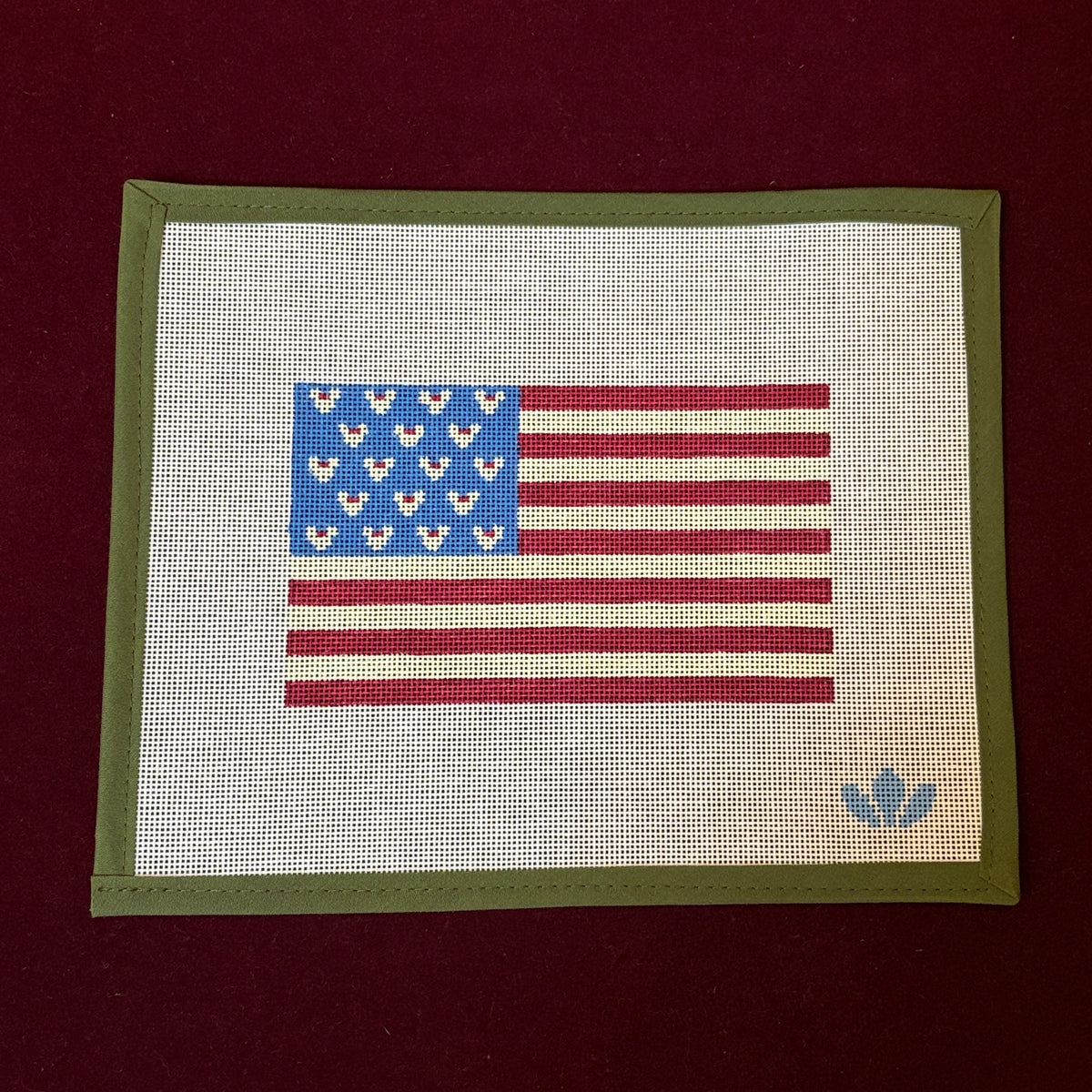 Whimsical Flag Bow Edition-Needlepoint Canvas-Three Petals Needlepoint-The Pepper Pot Barrington, IL