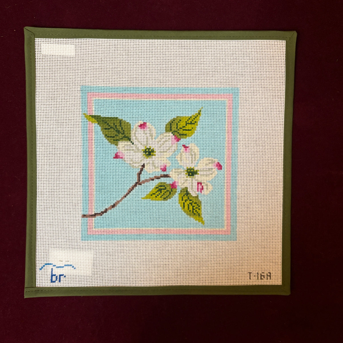 White Dogwood Blossoms-Needlepoint Canvas-Blue Ridge Stitchery-The Pepper Pot Barrington, IL