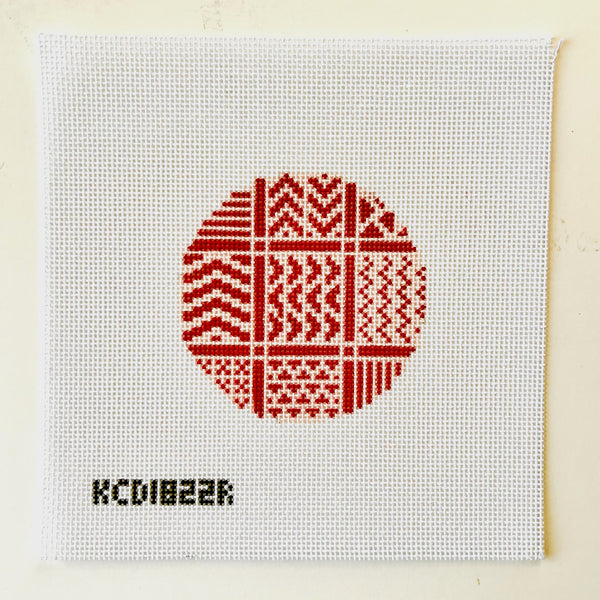 Wiggle Sticks Round (Red) August Trunk Show-Needlepoint Canvas-KCN Designers-The Pepper Pot Barrington, IL