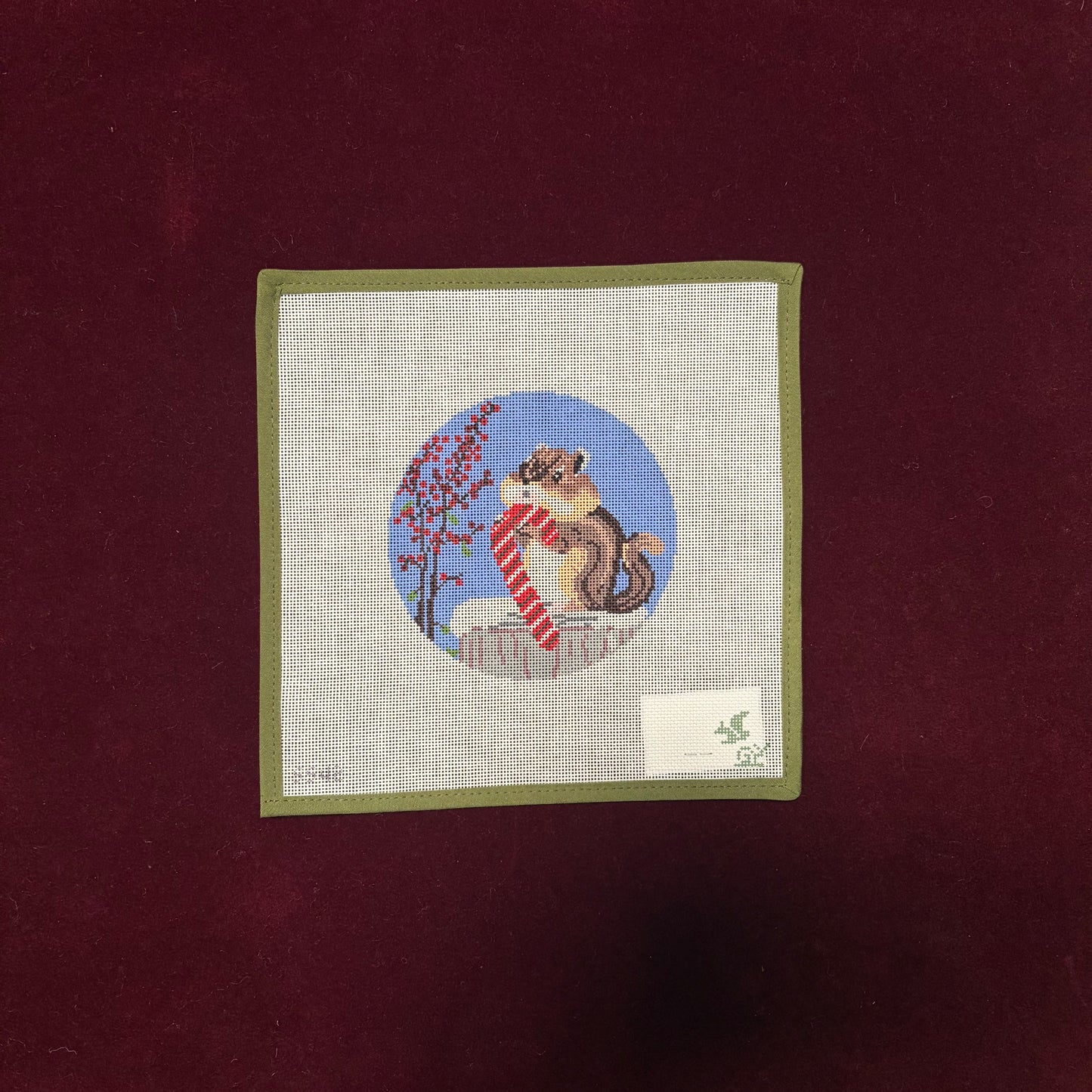 Winter Sweets Chipmunk-Canvas-The Gingham Stitchery-The Pepper Pot