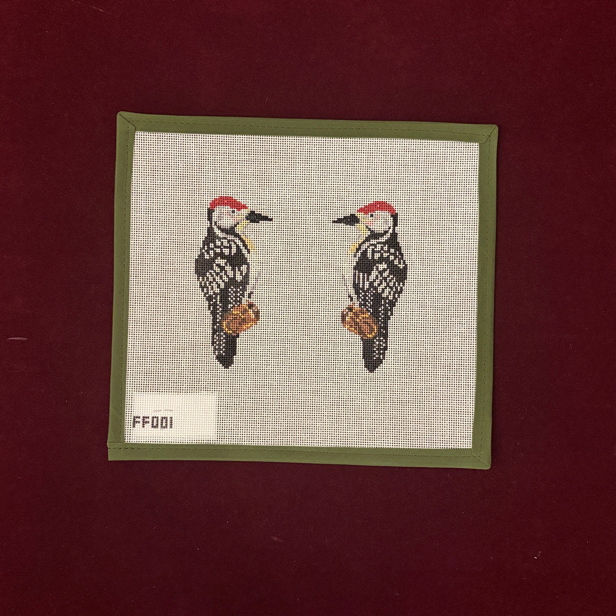 Woodpecker (Double-Sided)-Needlepoint Canvas-JL Canvas Company-The Pepper Pot Barrington, IL