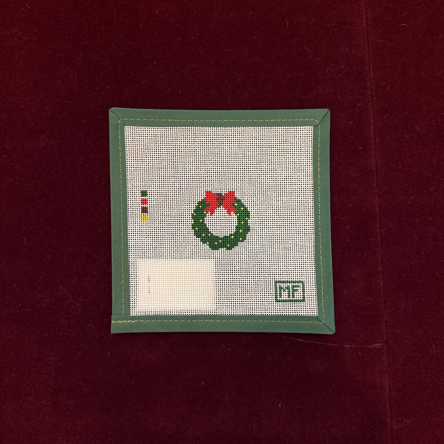 Wreath Mini-Canvas-MF Needlepoint-The Pepper Pot