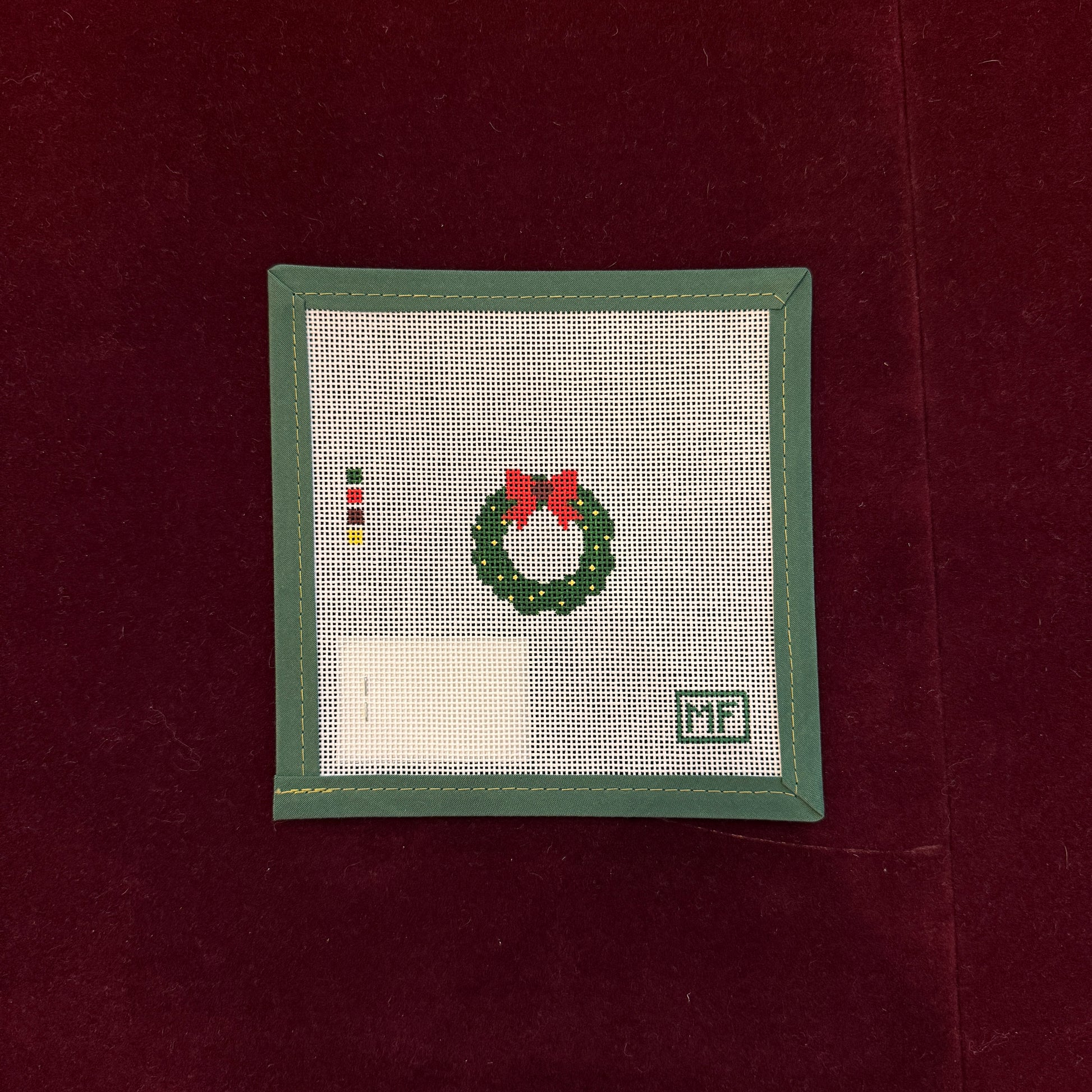 Wreath Mini-Canvas-MF Needlepoint-The Pepper Pot