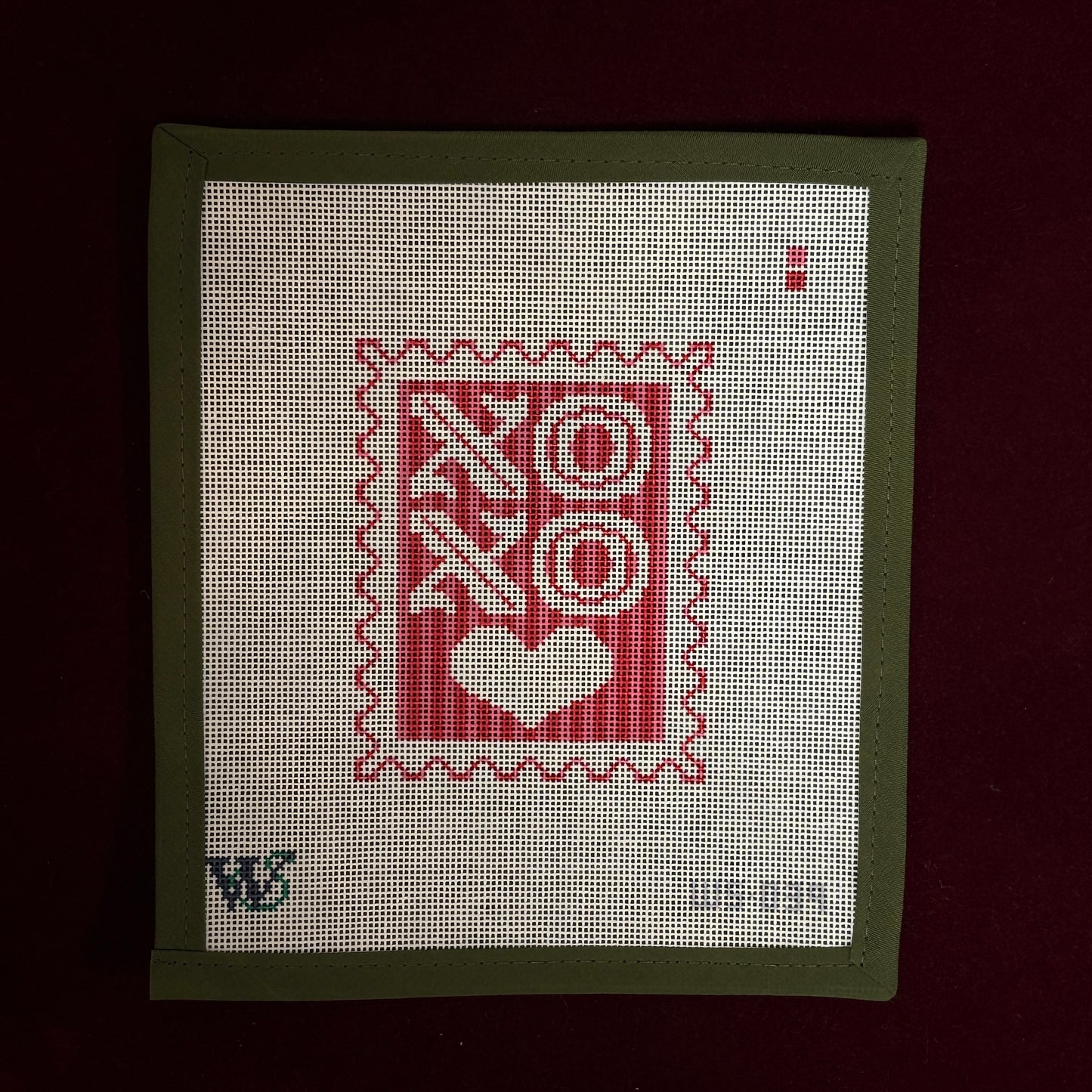 XOXO Stamp-Needlepoint Canvas-Wipstitch-The Pepper Pot Barrington, IL