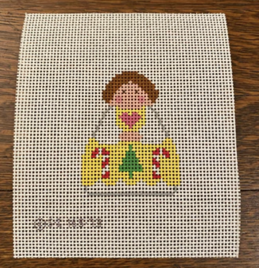 Yellow Angels with Candy Canes August Trunk Show-Needlepoint Canvas-KCN Designers-The Pepper Pot Barrington, IL