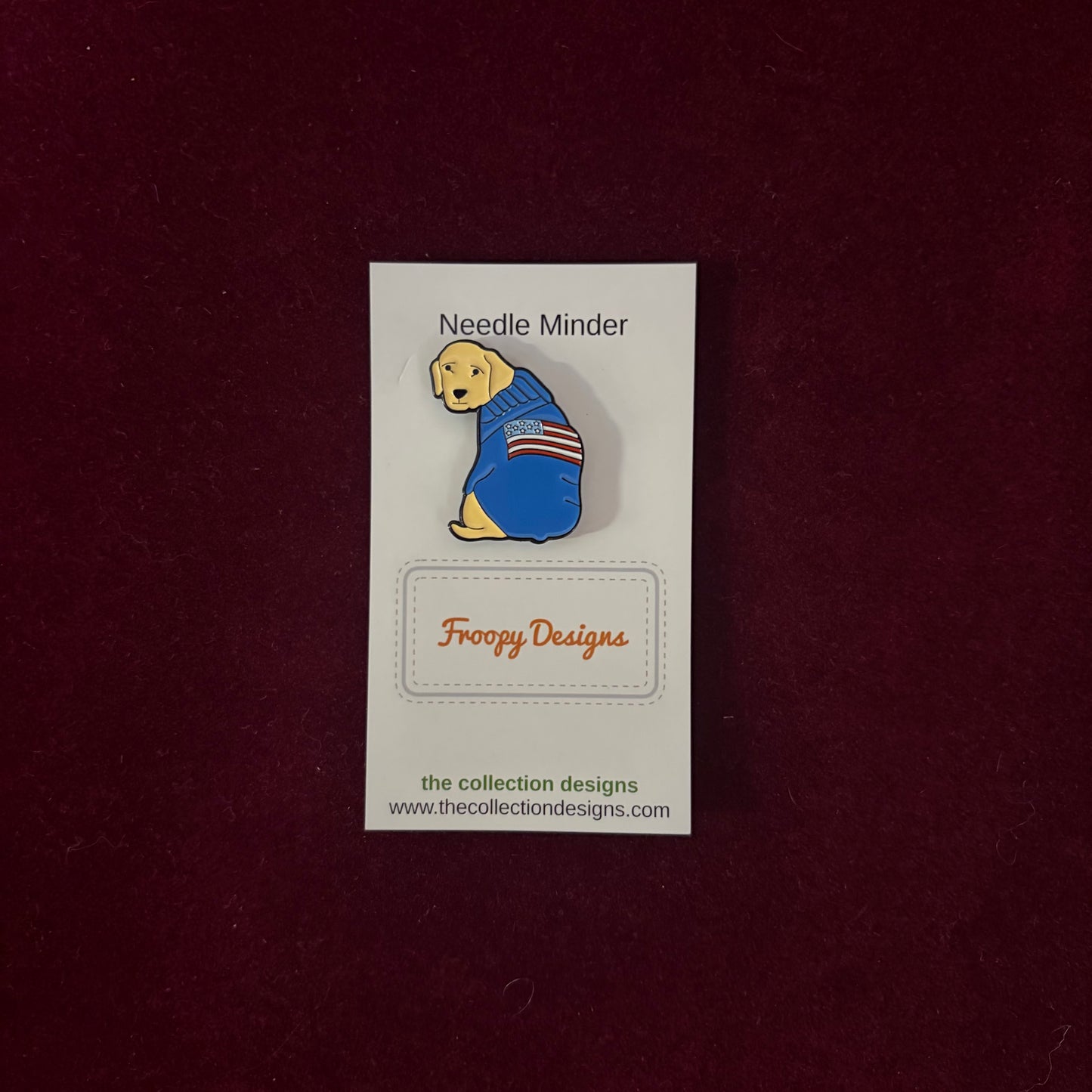 Yellow Lab in American Flag Needle Minder-Needle Minder-Froopy Designs-The Pepper Pot