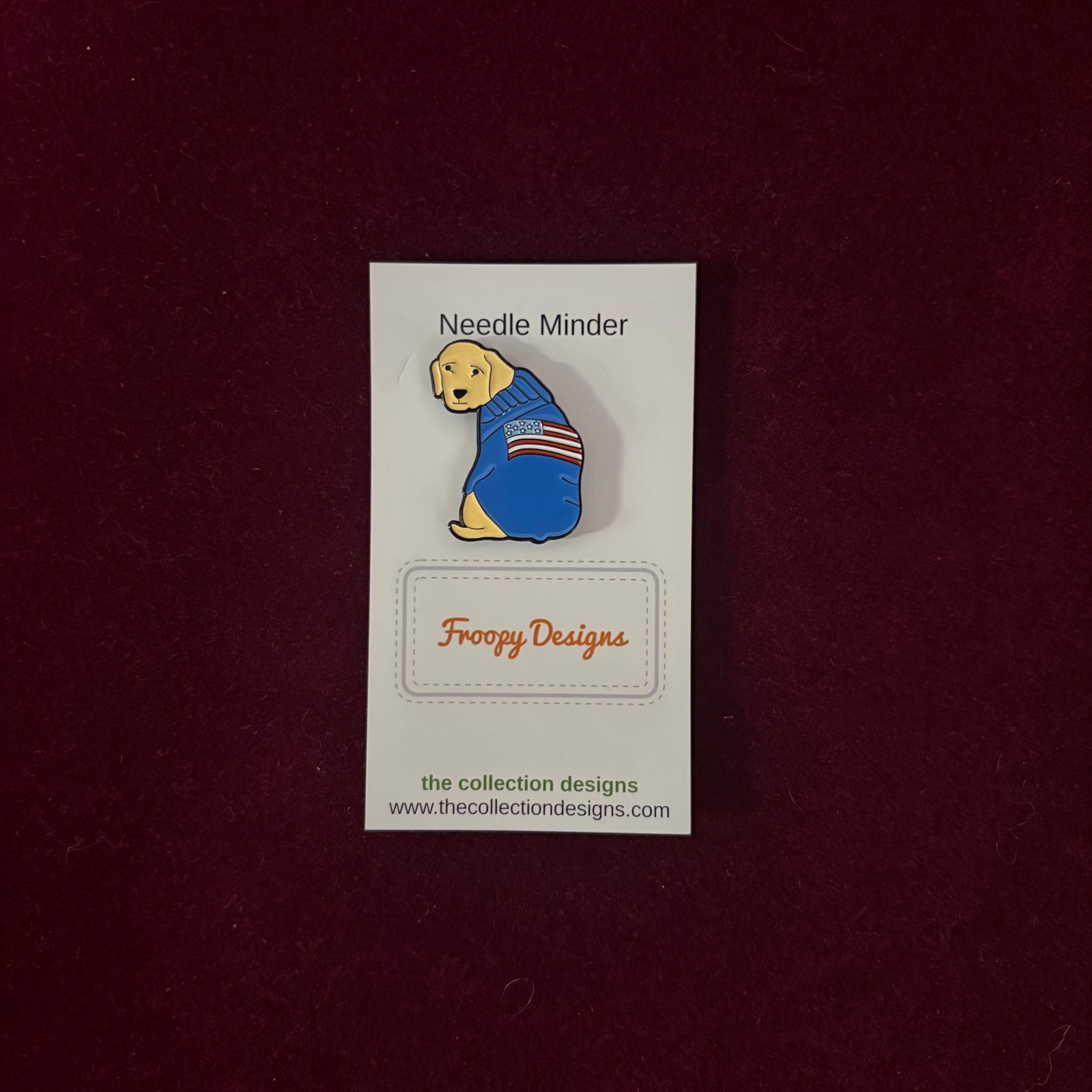 Yellow Lab in American Flag Needle Minder-Needle Minder-Froopy Designs-The Pepper Pot