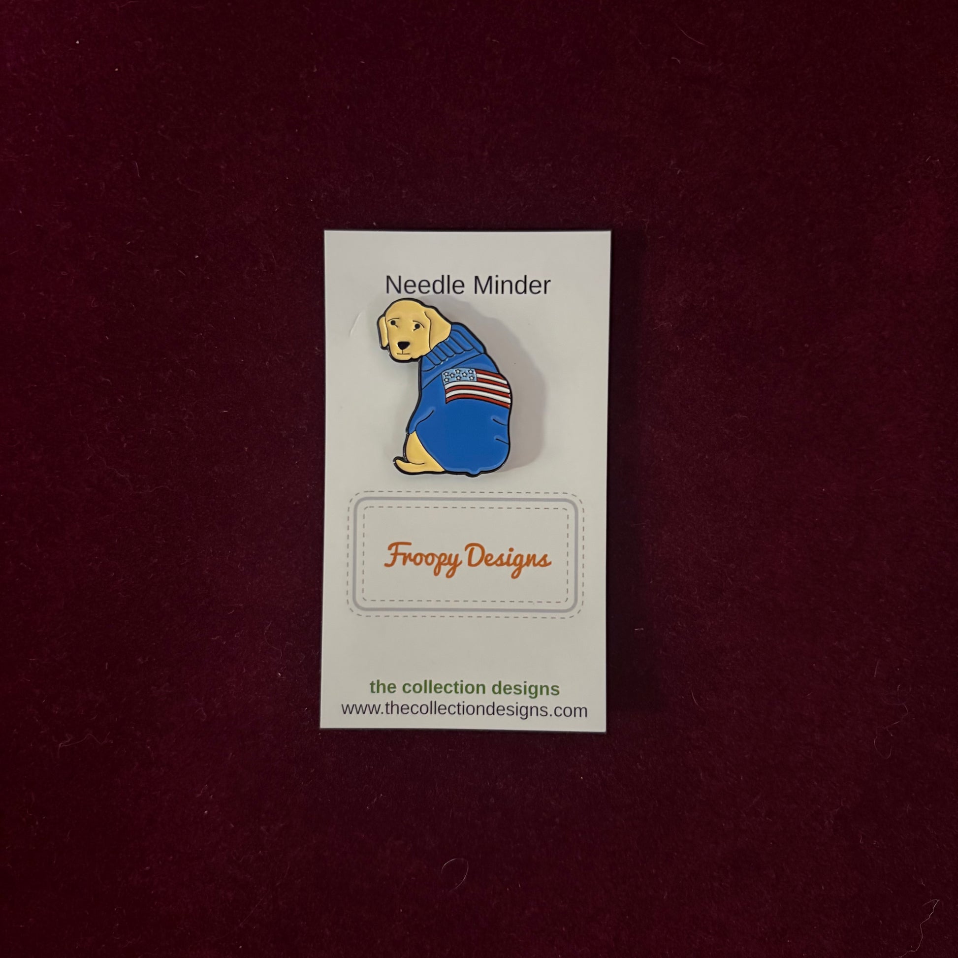 Yellow Lab in American Flag Needle Minder-Needle Minder-Froopy Designs-The Pepper Pot