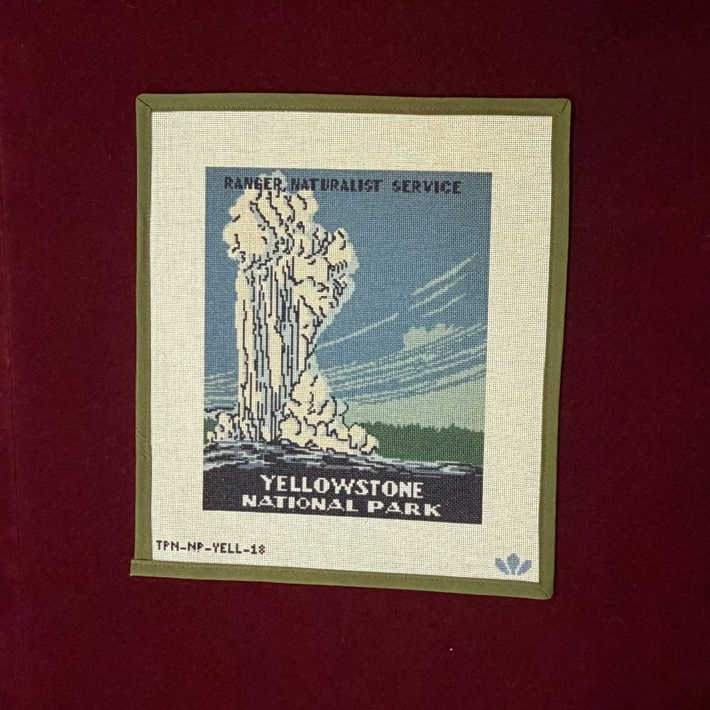 Yellowstone National Park Poster-Needlepoint Canvas-Three Petals Needlepoint-The Pepper Pot Barrington, IL