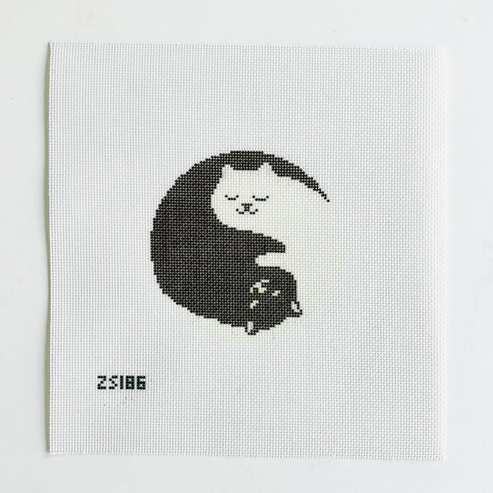 Yin Yang Cuddles Needlepoint Canvas August Trunk Show-Needlepoint Canvas-KCN Designers-The Pepper Pot Barrington, IL