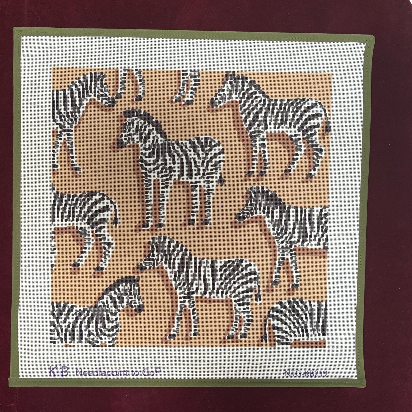 Zebra Tan Pillow-Needlepoint Canvas-Needlepoint To Go-The Pepper Pot Barrington, IL