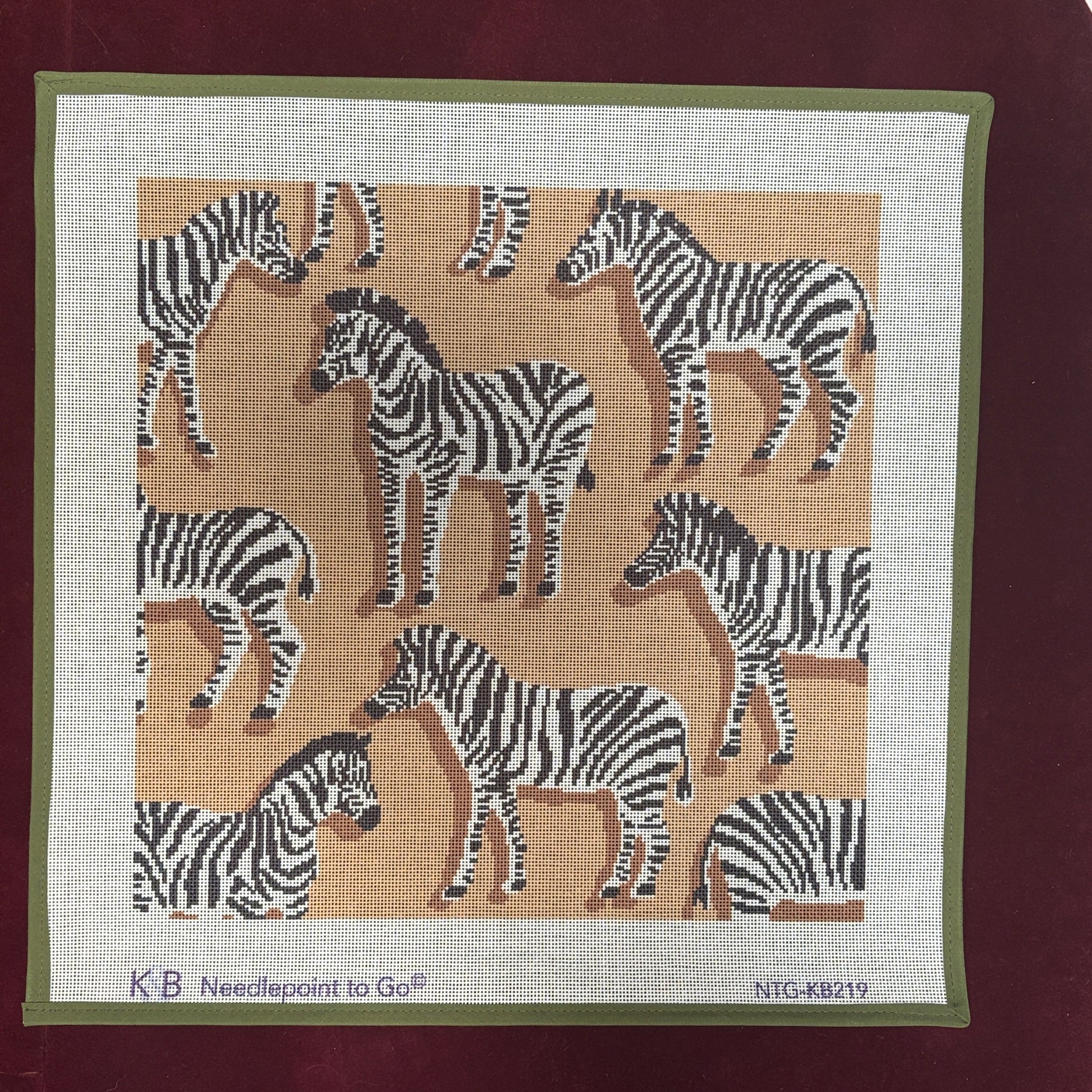 Zebra Tan Pillow-Needlepoint Canvas-Needlepoint To Go-The Pepper Pot Barrington, IL