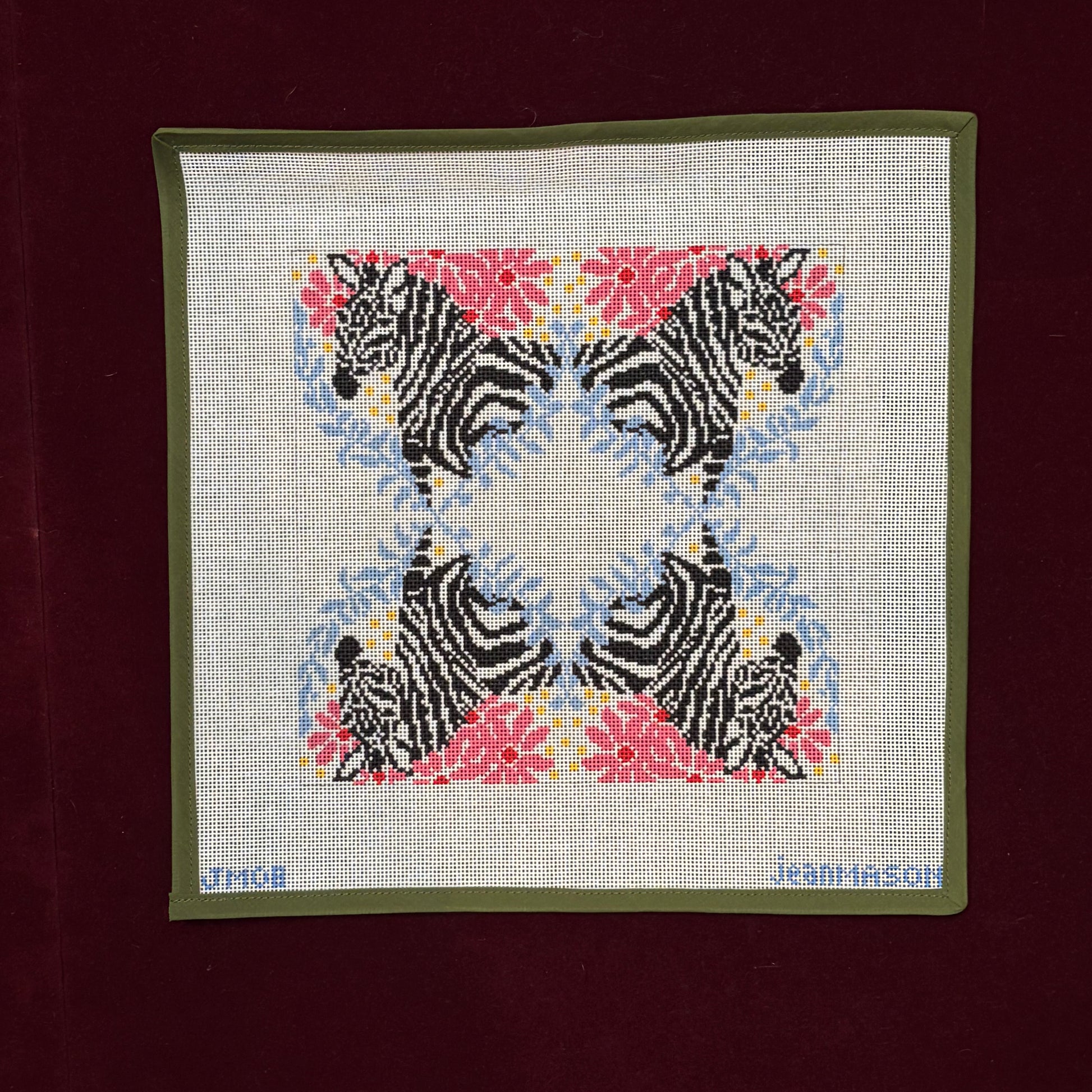 Zebra Tray Insert-Canvas-Stitch Style Needlepoint-The Pepper Pot